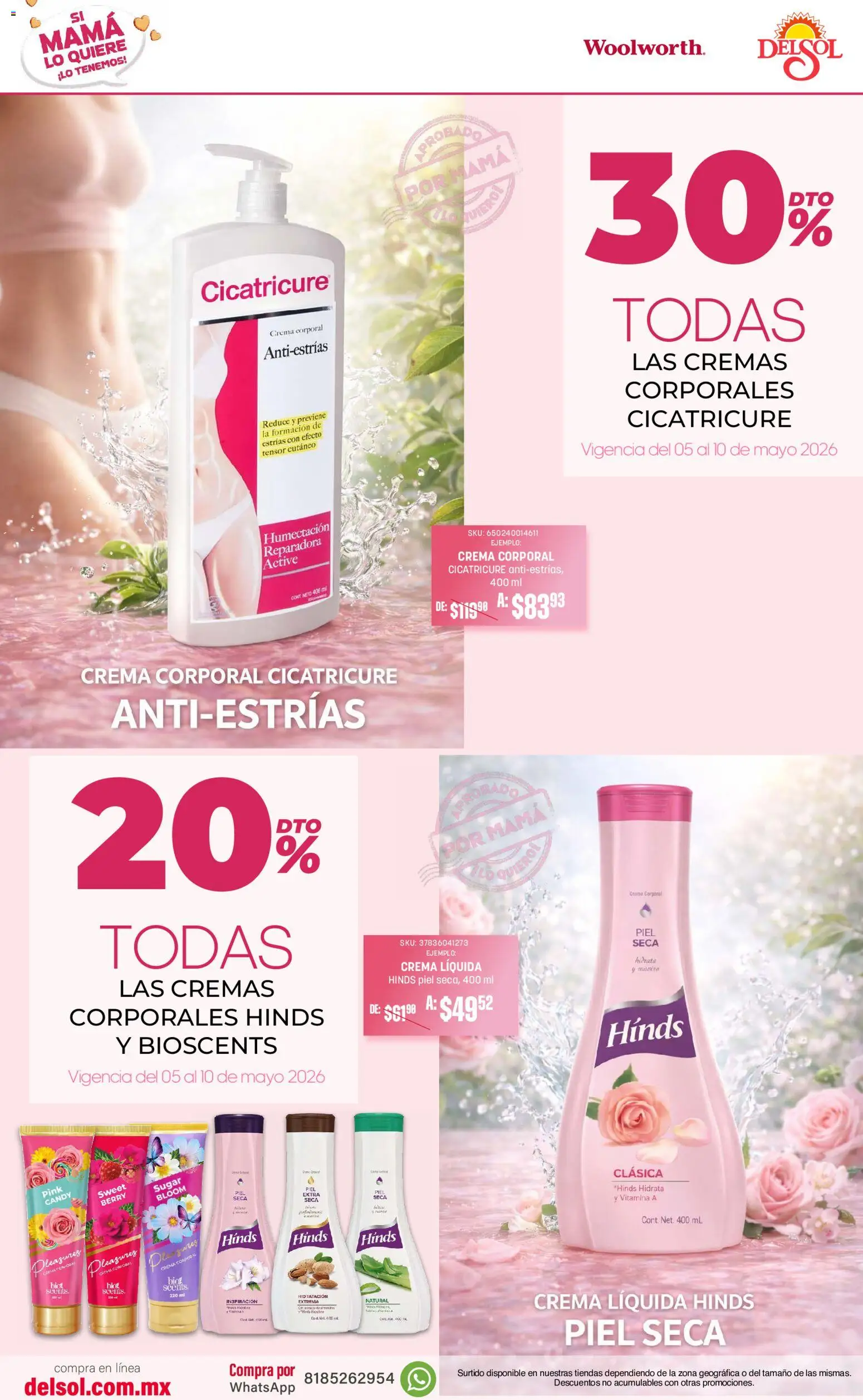 Nuevas ofertas de Del Sol y Woolworth válidas en toda la República Mexicana desde el 05.05.2026. ¡Encuentra las mejores ofertas en Del Sol y Woolworth catálogo! | Página: 17 | Productos: Crema, Crema corporal