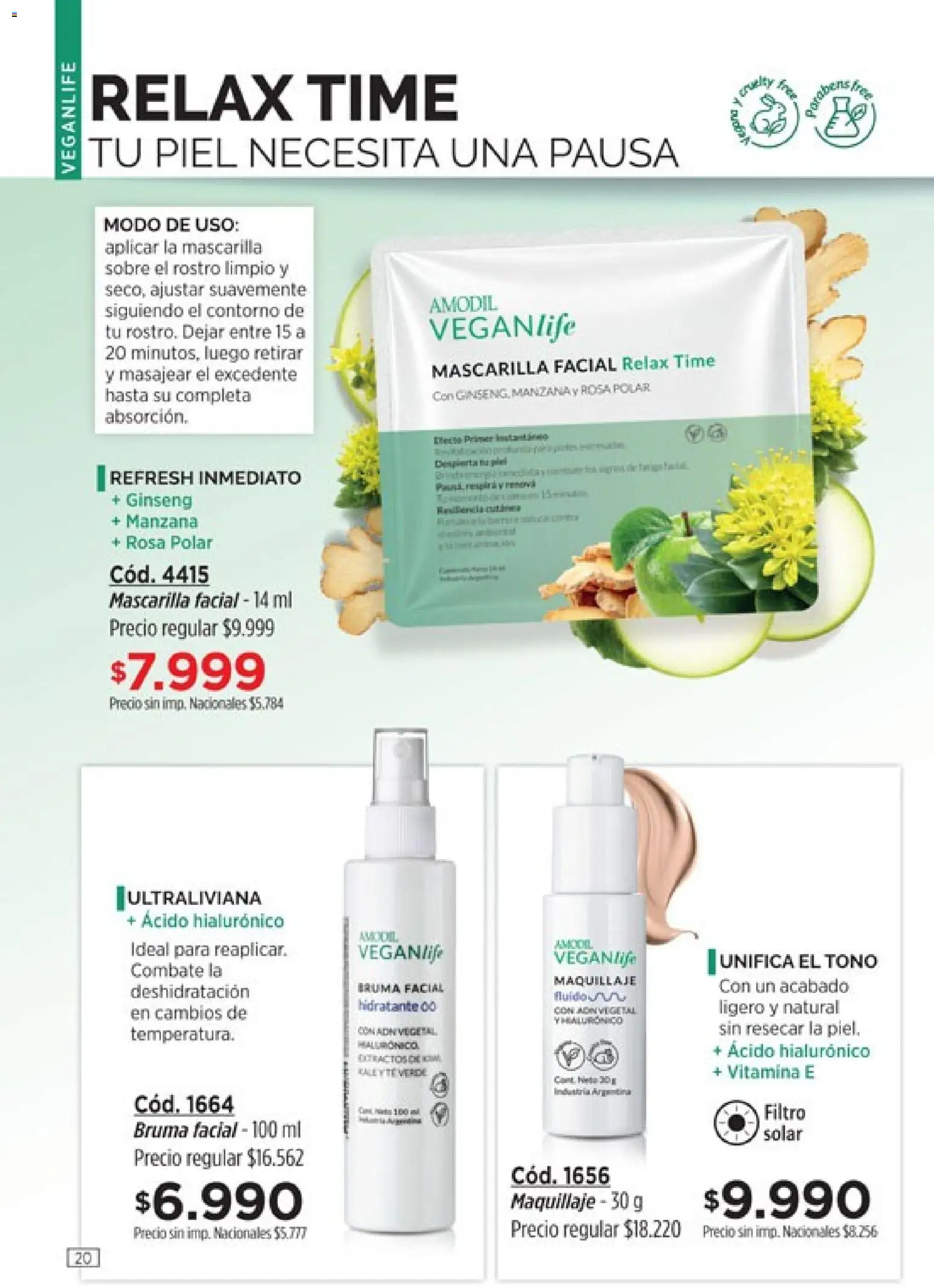Catálogo Amodil Campaña 15 │ válido desde el 26/08/2026 | Página: 20 | Productos: Mascarilla, Sobre, Maquillaje, Bruma