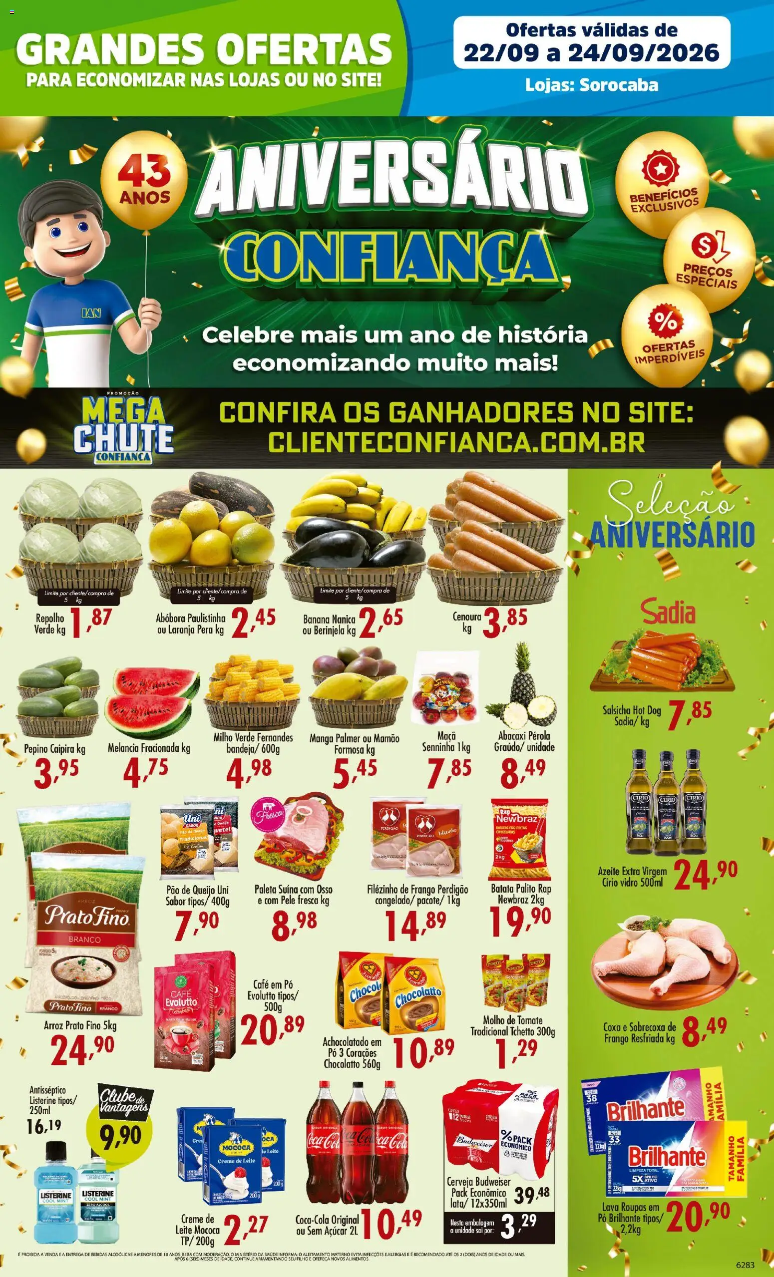 Confiança Folheto - válido de 22/09/2026 | Página: 1 | Produtos: Berinjela, Açúcar, Milho, Azeite