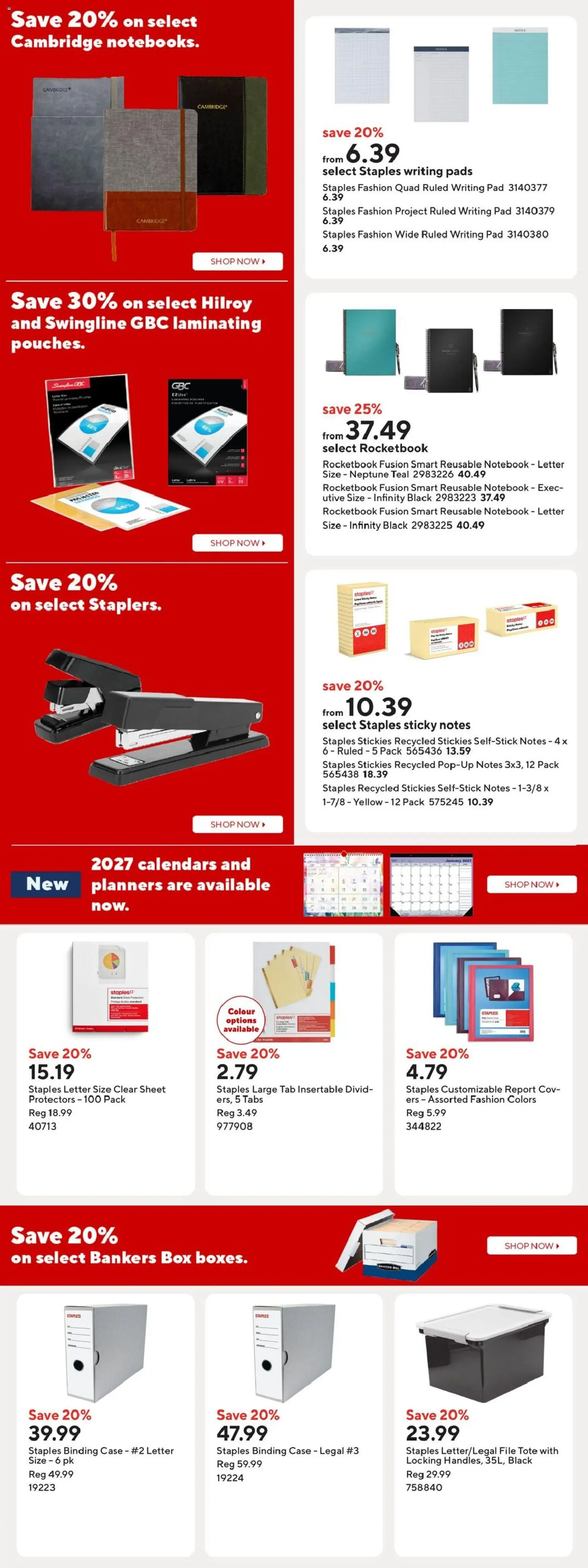 Staples flyer valid from Oct 2, 2026 | Page: 9 | Products: Notebook, Case, Box