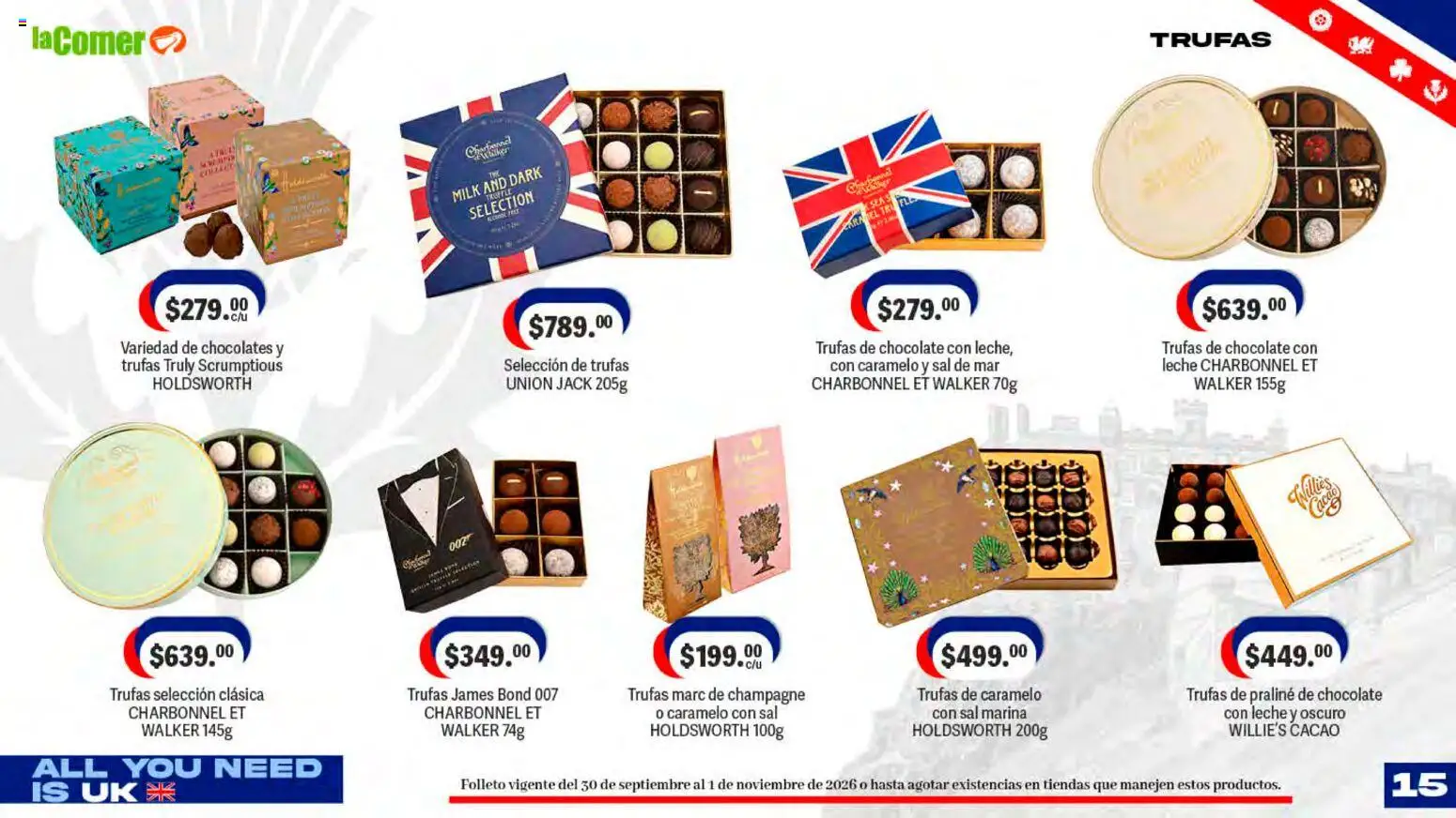 Nuevas ofertas de La Comer válidas en toda la República Mexicana desde el 30/09/2026. ¡Encuentra las mejores ofertas en La Comer folleto! | Página: 15 | Productos: Sal, Champagne, Leche, Cacao