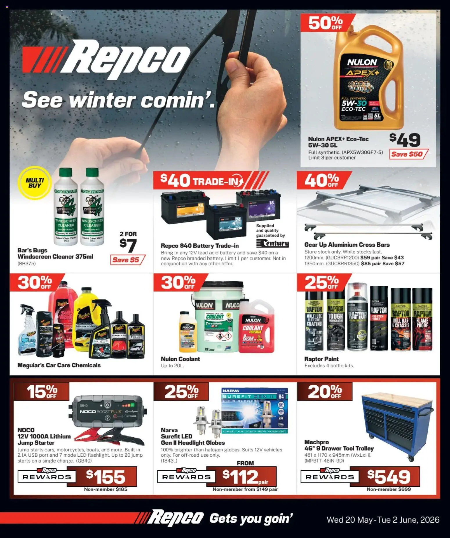 Repco catalogue - valid from 20.05.2026 | Page: 1 | Products: Battery, Cleaner, Trolley, Usb