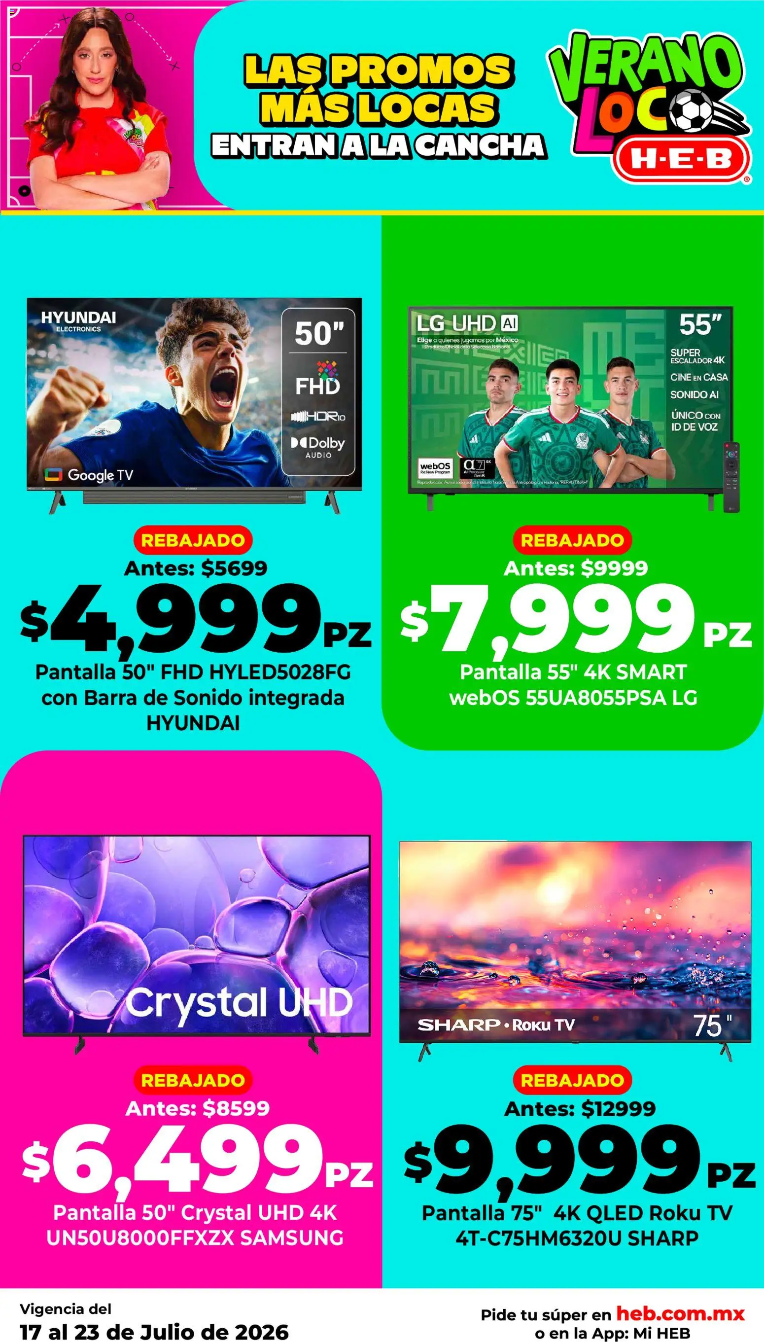 Nuevas ofertas de H-E-B válidas en toda la República Mexicana desde el 17/07/2026. ¡Encuentra las mejores ofertas en H-E-B folleto! | Página: 8 | Productos: Audio, Barra