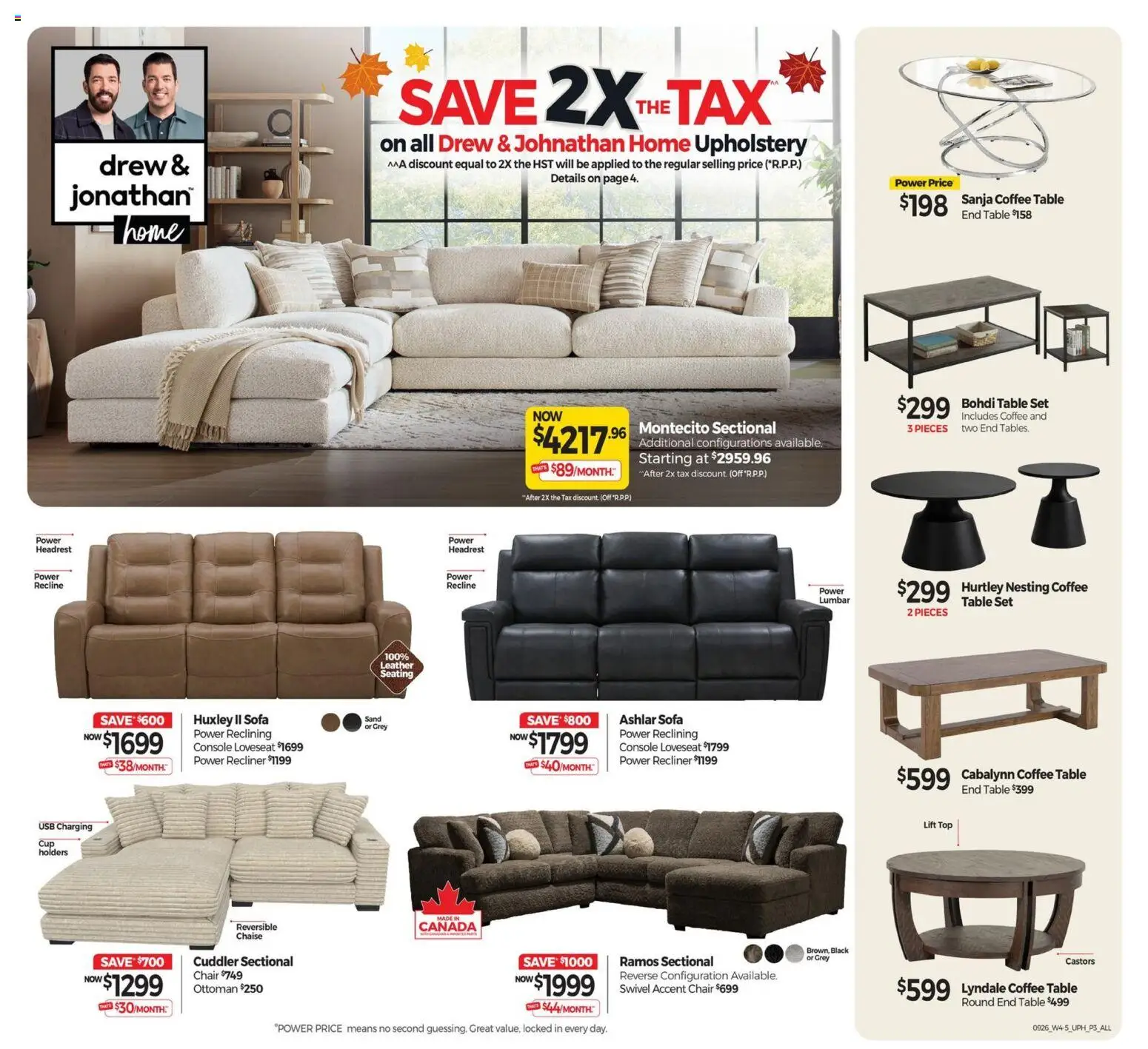 Tepperman's flyer valid from Sep 25, 2026 | Page: 3 | Products: Sofa, Coffee table, Chair, Coffee