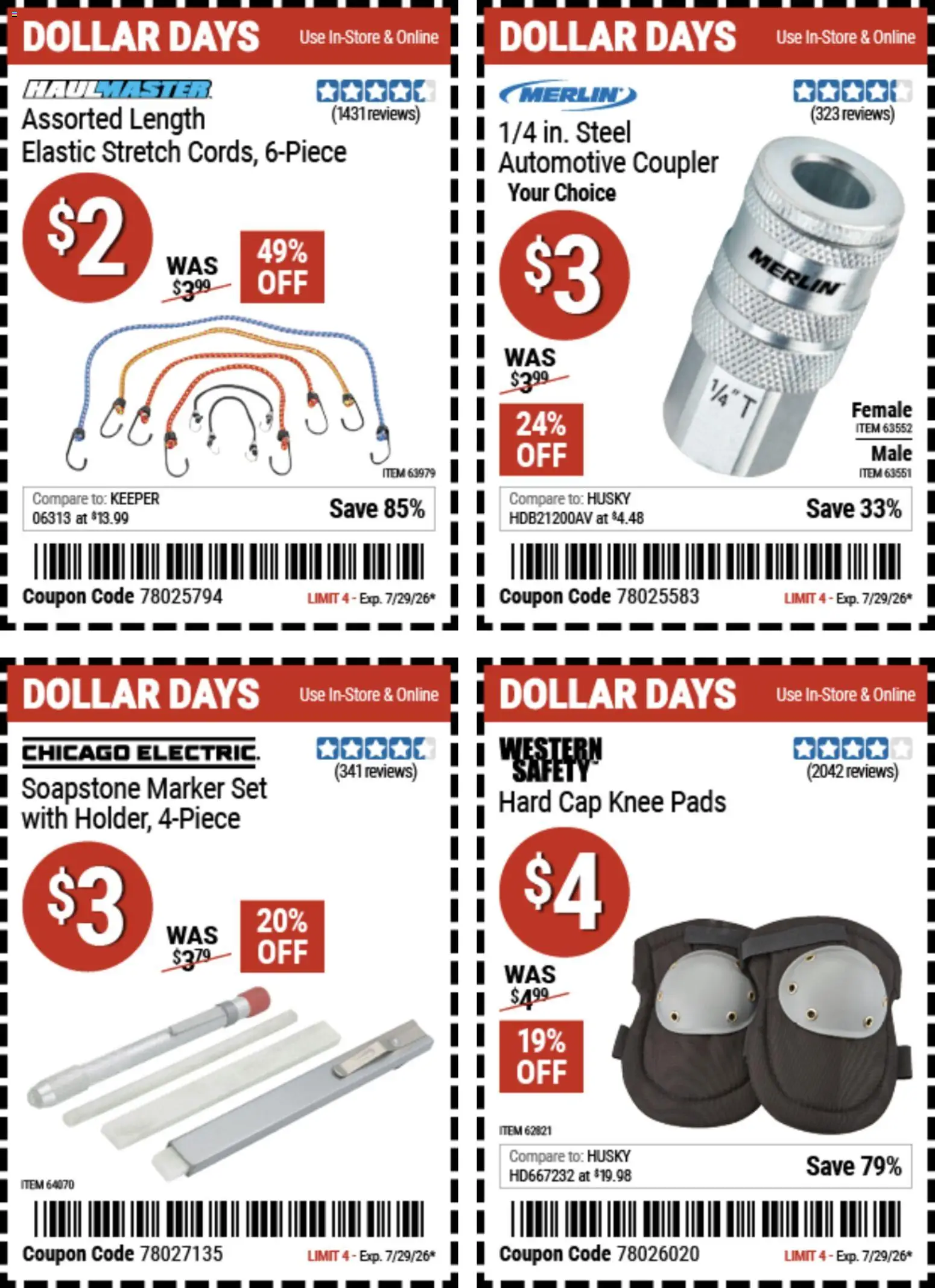 Harbor Freight Dollar Days - valid from 07/16/2026 | Page: 2 | Products: Pads, Cap