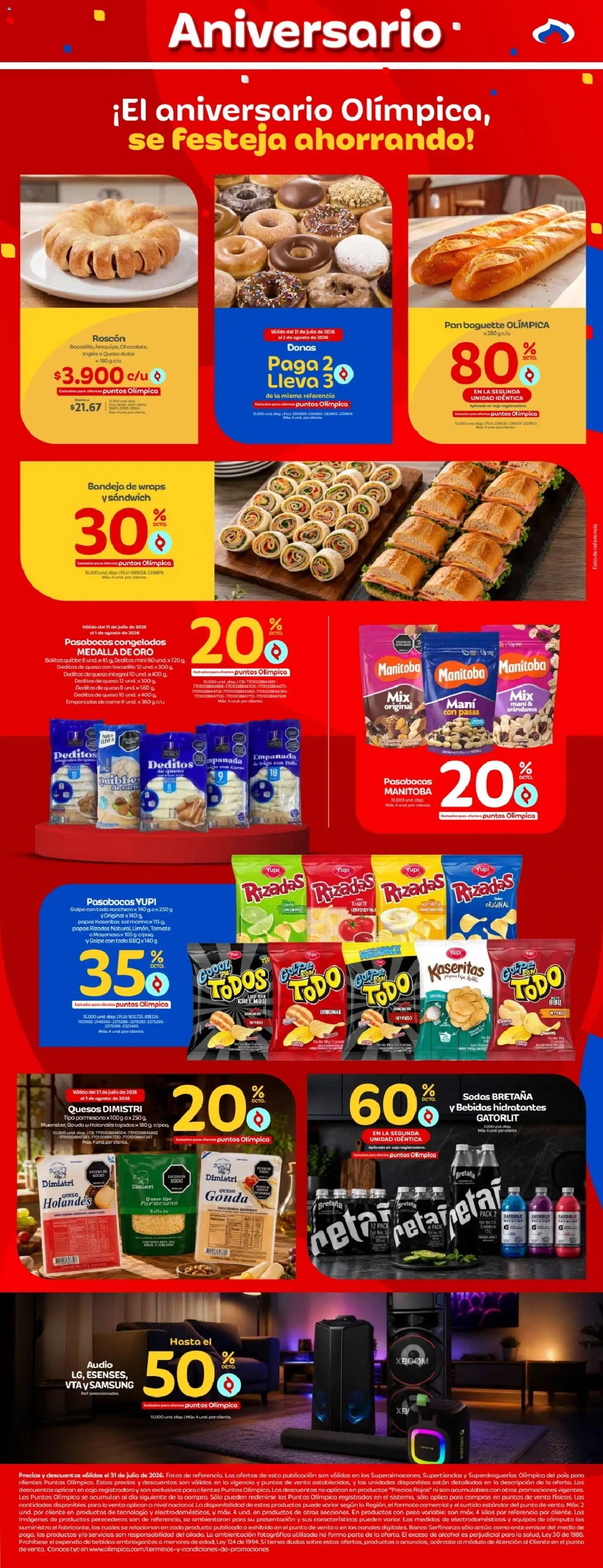 Olímpica revista - valida desde el 31/07/2026 | Página: 2 | Productos: Audio, Plátano, Pan, Tintura