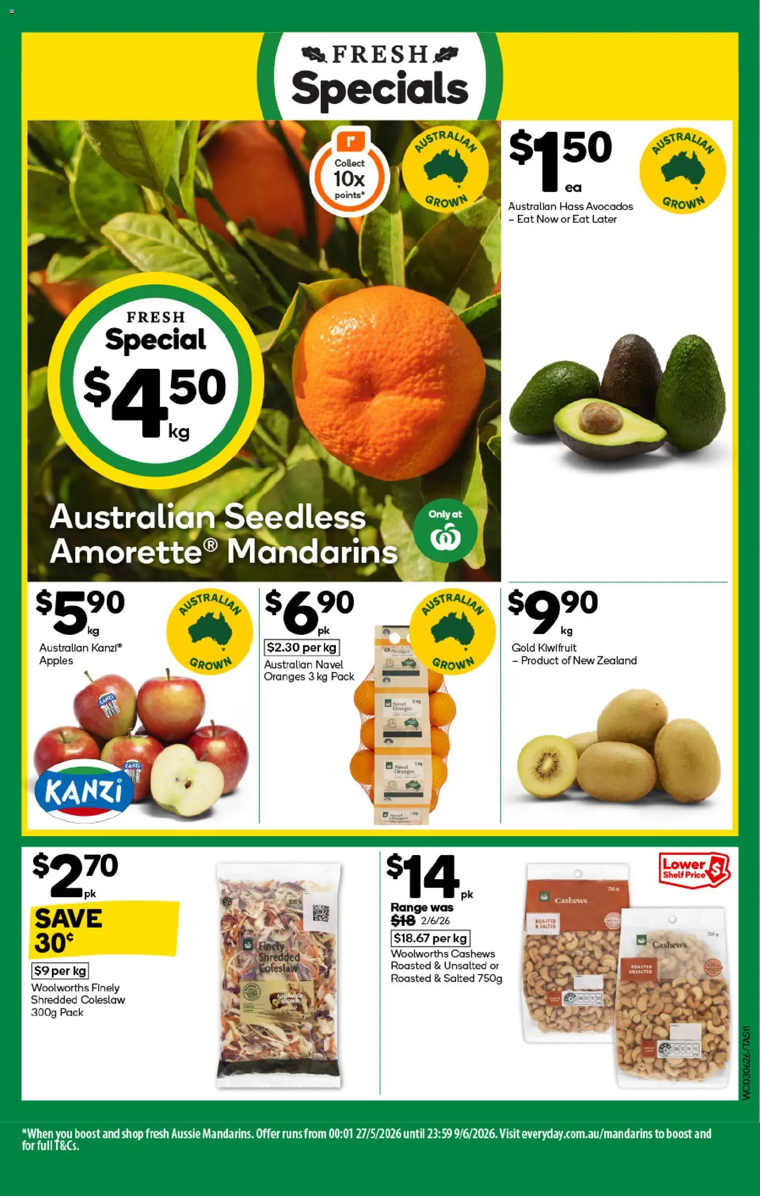 Woolworths catalogue - valid from 03.06.2026 | Page: 11 | Products: Shelf, Oranges, Kiwifruit, Mandarins