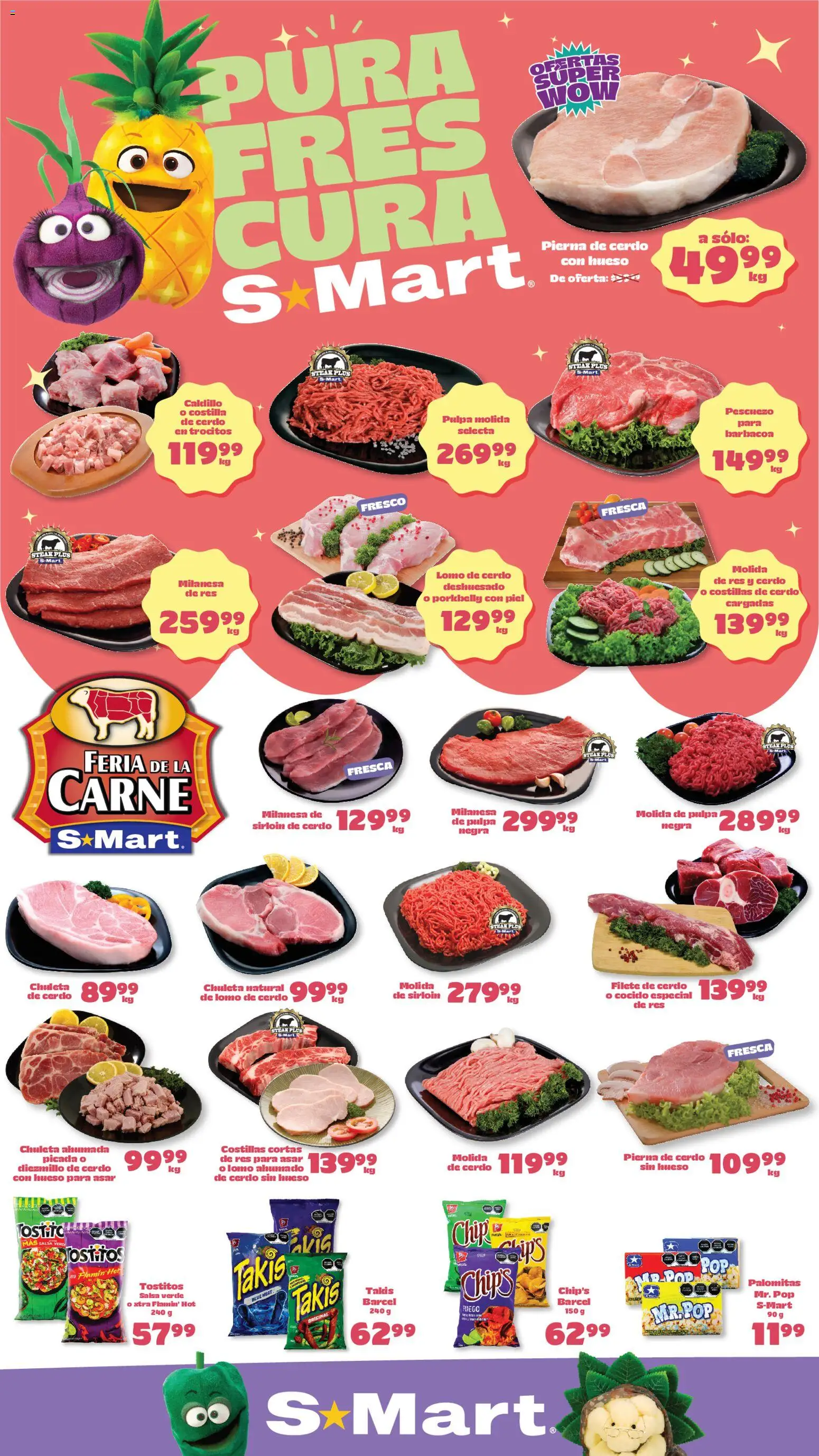 Nuevas ofertas de S-Mart válidas en toda la República Mexicana desde el 05.05.2026. ¡Encuentra las mejores ofertas en S-Mart folleto Ofertas de feria Chihuahua! | Página: 1 | Productos: Milanesa, Cerdo, Res, Short