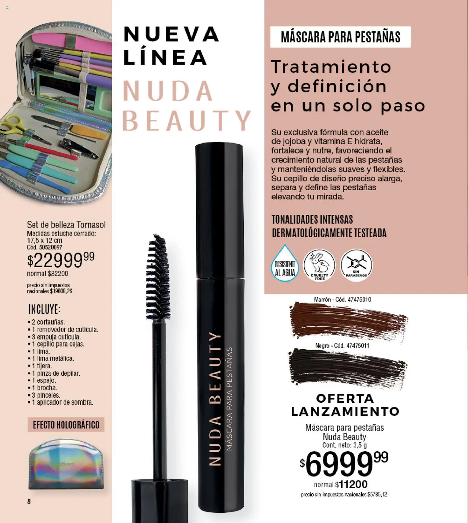 Millanel - Catálogo │ válido desde el 30/03/2026 | Página: 8 | Productos: Pinza, Aceite, Agua, Estuche