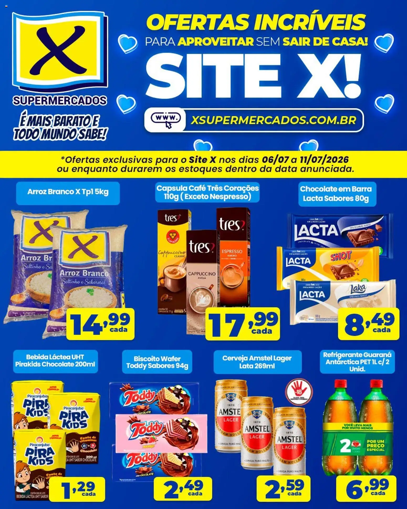 X Supermercados Folheto - válido de 06/07/2026 | Página: 2 | Produtos: Biscoito, Guaraná, Chocolate, Arroz