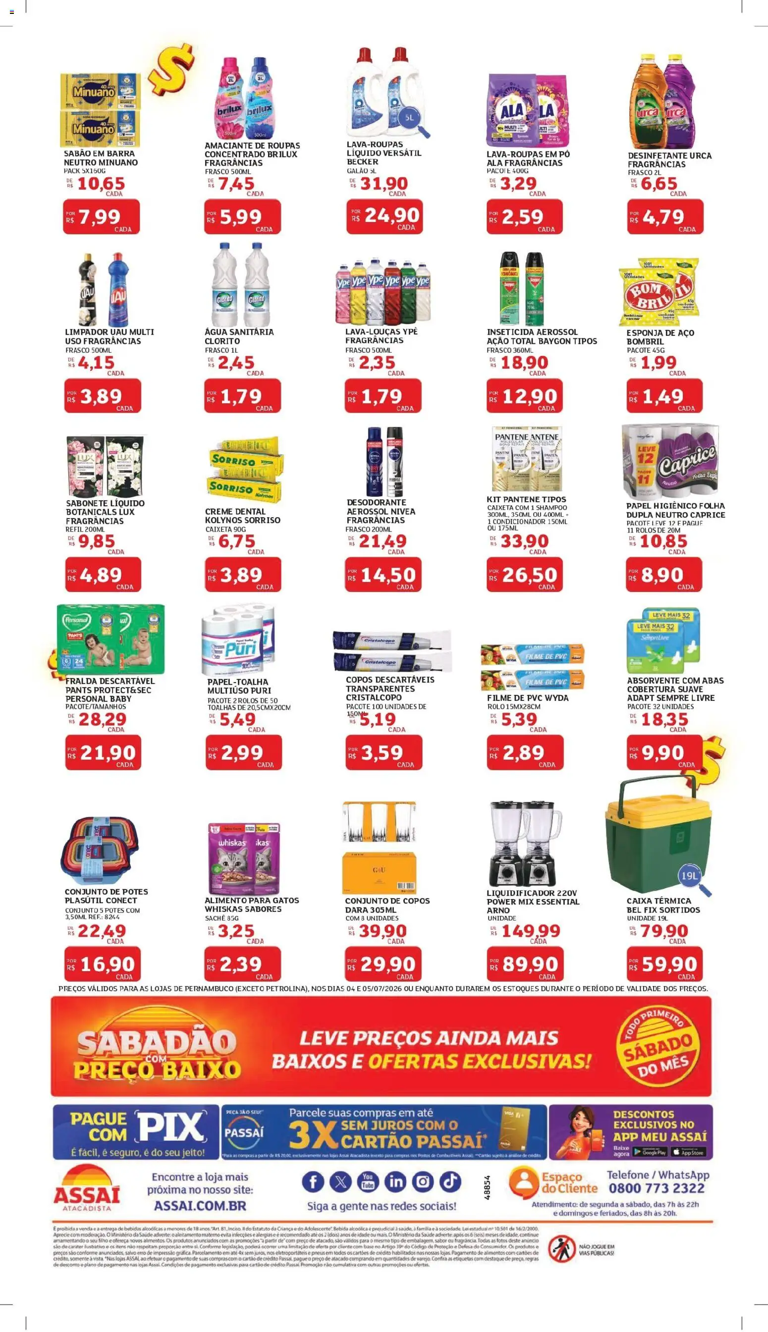 Assaí Atacadista Folheto - válido de 04/08/2026 | Página: 4 | Produtos: Shampoo, Esponja, Baixo, Amaciante