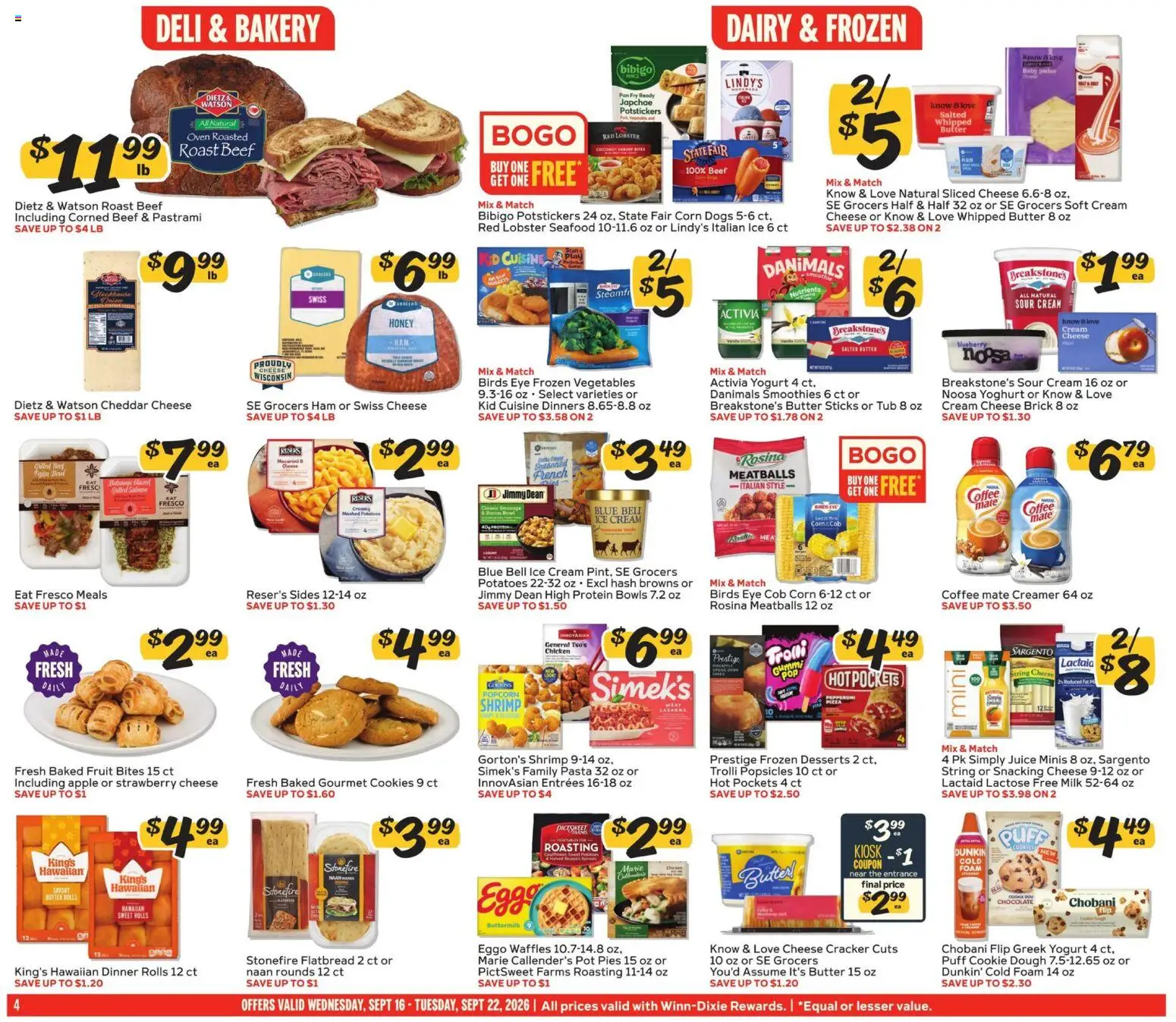Winn Dixie Weekly Ad - valid from 09/16/2026 | Page: 4 | Products: Coffee, Sour cream, Bacon, Coconut