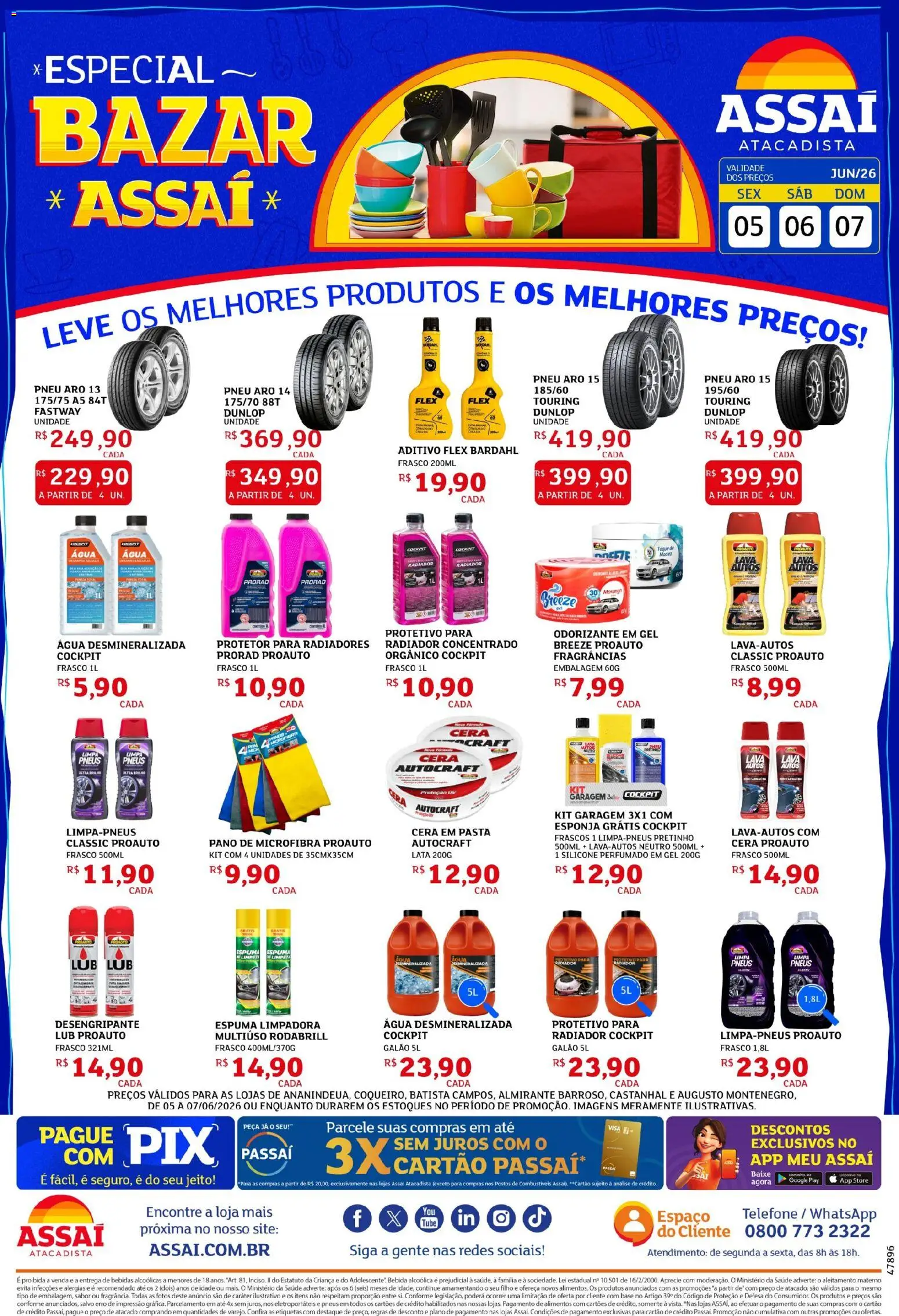 Assaí Atacadista Folheto - válido de 05.06.2026 | Página: 1 | Produtos: Radiador, Bebida, Cera, Telefone