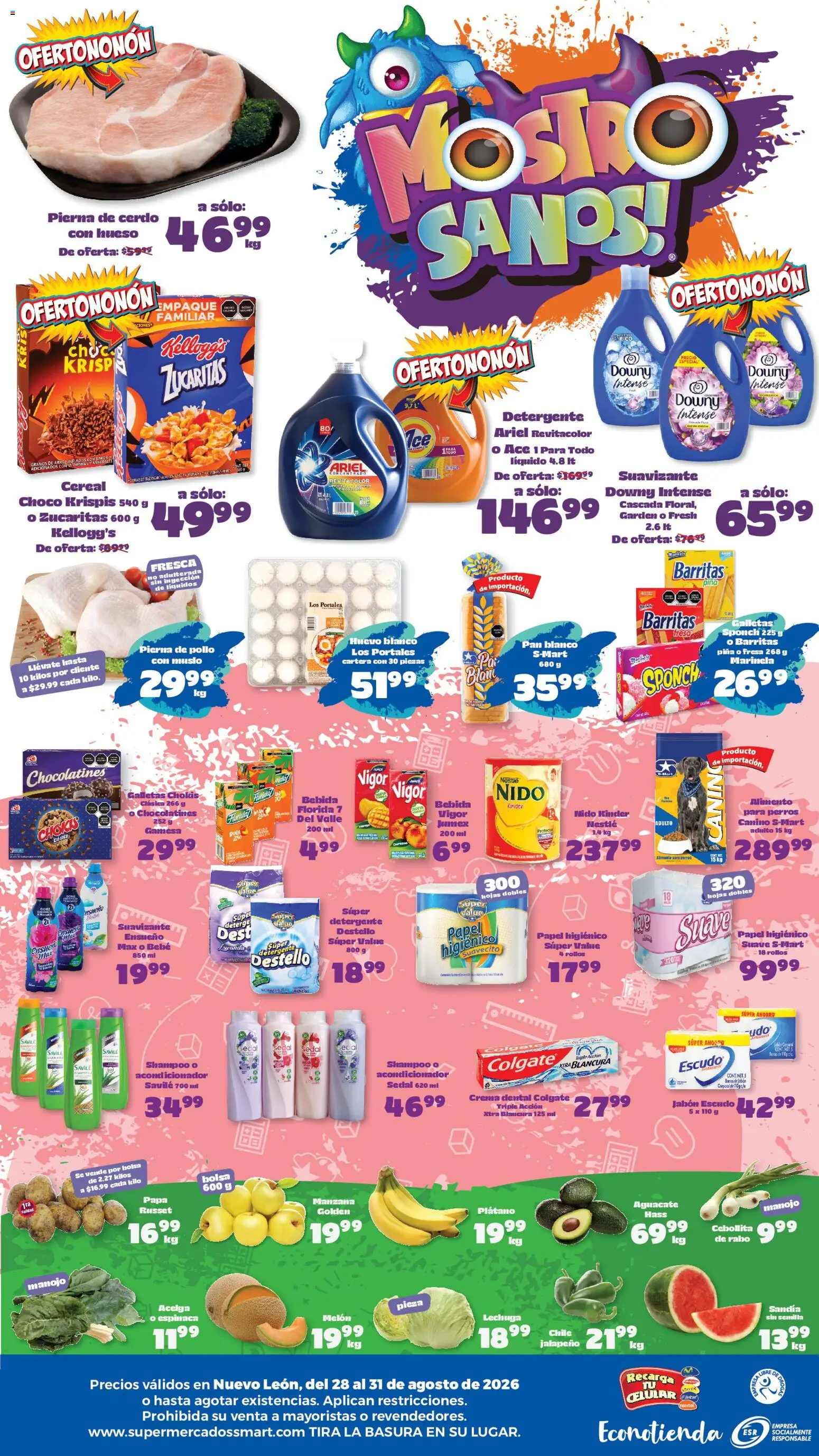 Nuevas ofertas de S-Mart válidas en toda la República Mexicana desde el 28/08/2026. ¡Encuentra las mejores ofertas en S-Mart folleto Monterrey! | Página: 2 | Productos: Pollo, Melón, Manzana, Galletas
