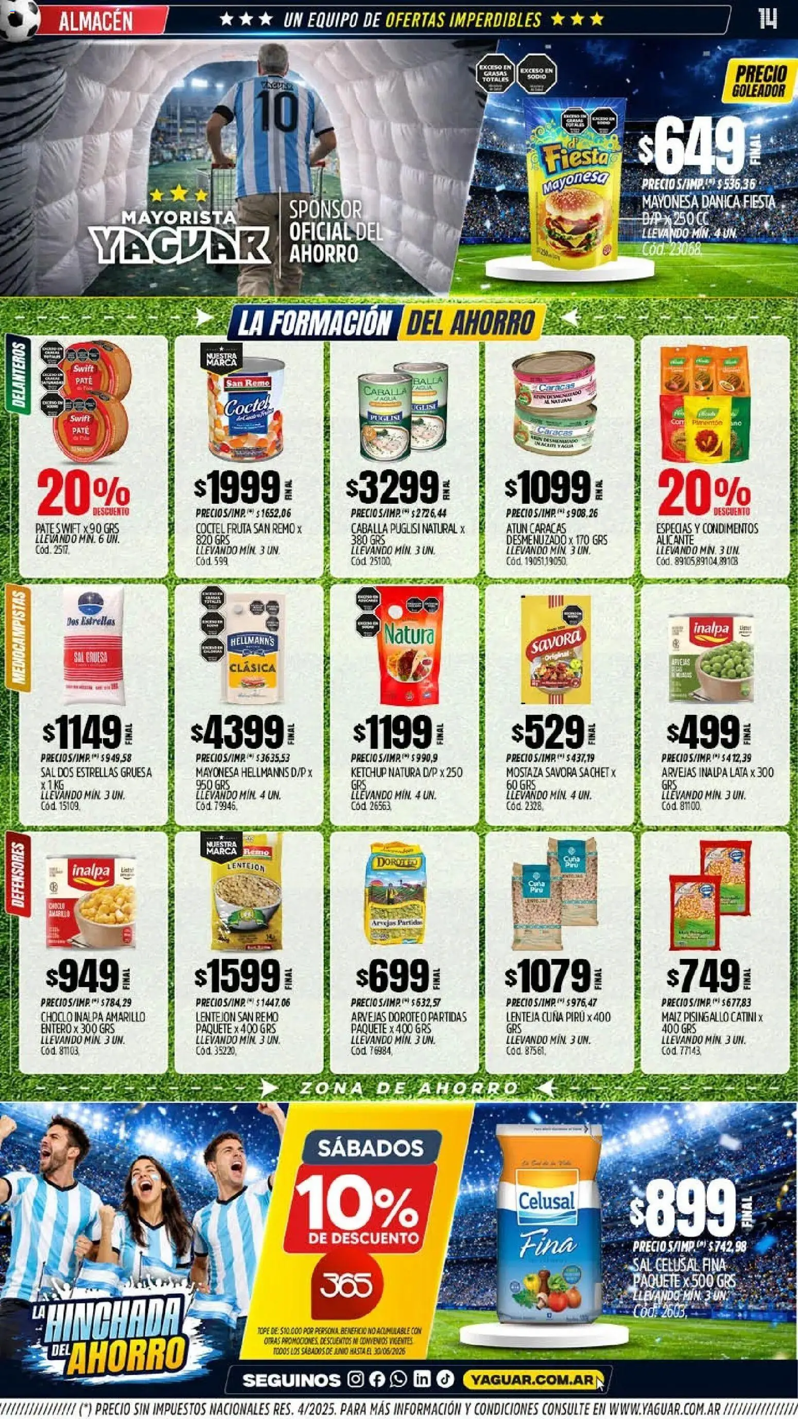 Yaguar - Oferta Semanal Chaco │ válido desde el 01.06.2026 | Página: 13 | Productos: Choclo, Ketchup, Mostaza, Sal