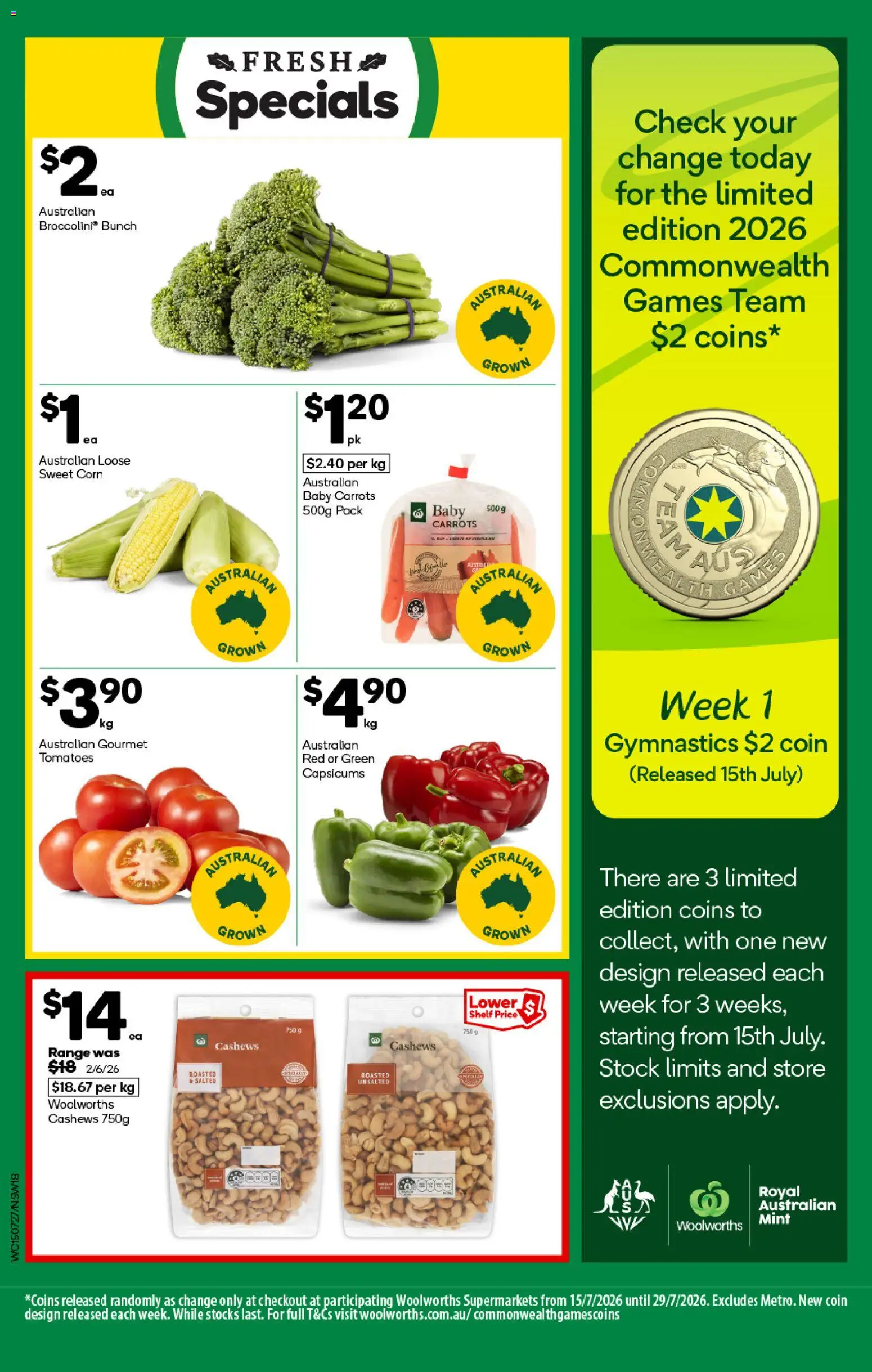 Woolworths catalogue - valid from 15/07/2026 | Page: 18 | Products: Shelf, Corn, Tomatoes, Carrots