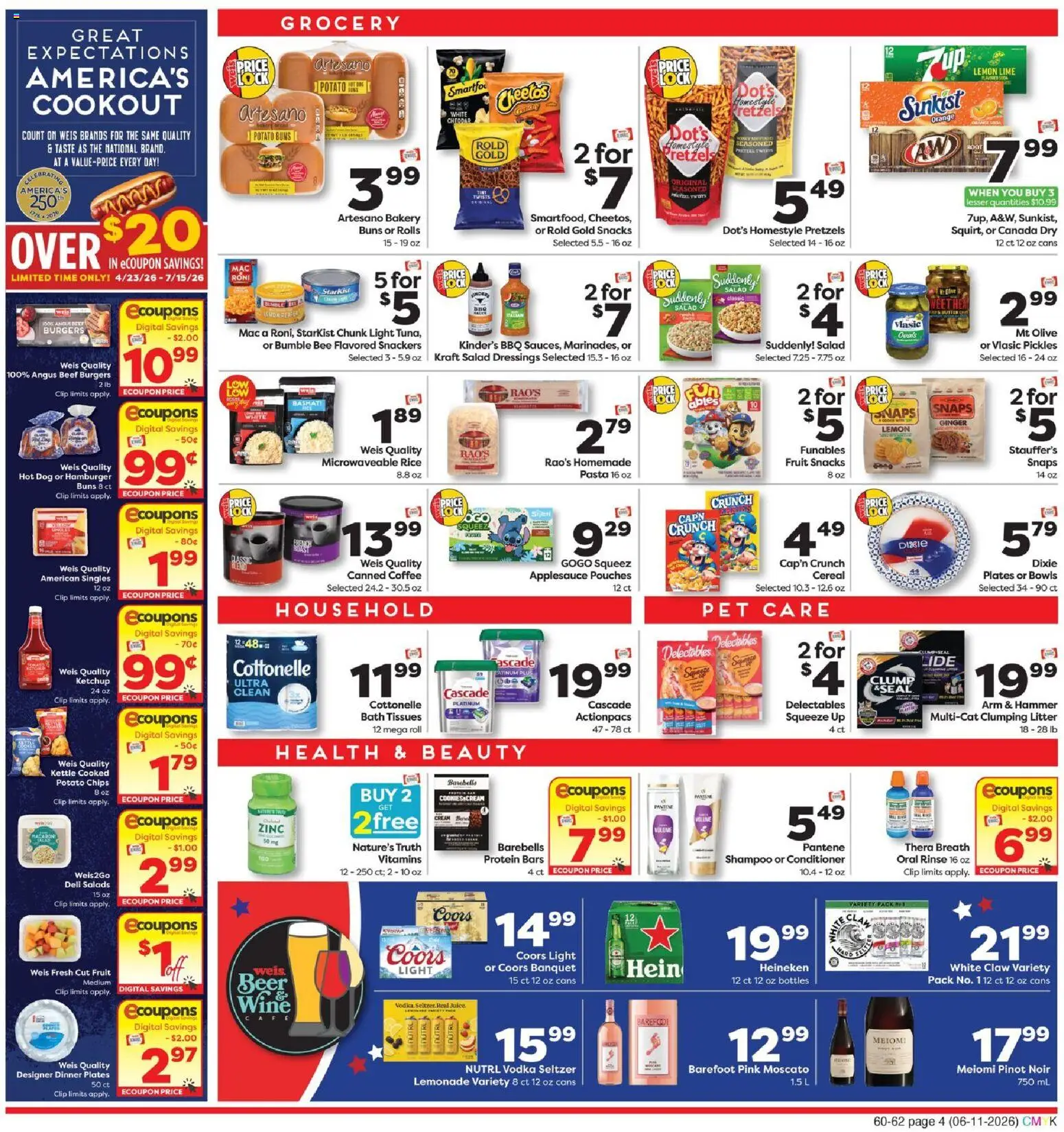 Weis Weekly Circular - PA - valid from 11.06.2026 | Page: 4 | Products: Bath, Rice, Chips, Cream