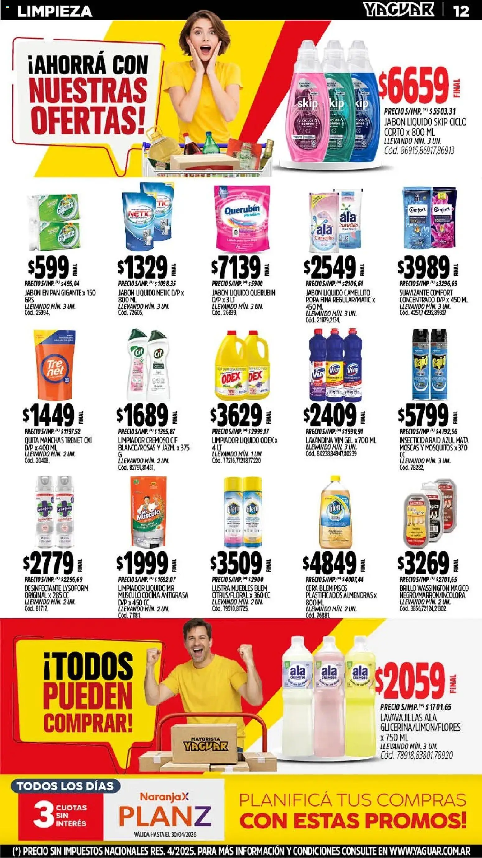 Yaguar - Oferta Semanal Trelew │ válido desde el 11.05.2026 | Página: 12 | Productos: Antigrasa, Lavavajillas, Almendras, Jabón