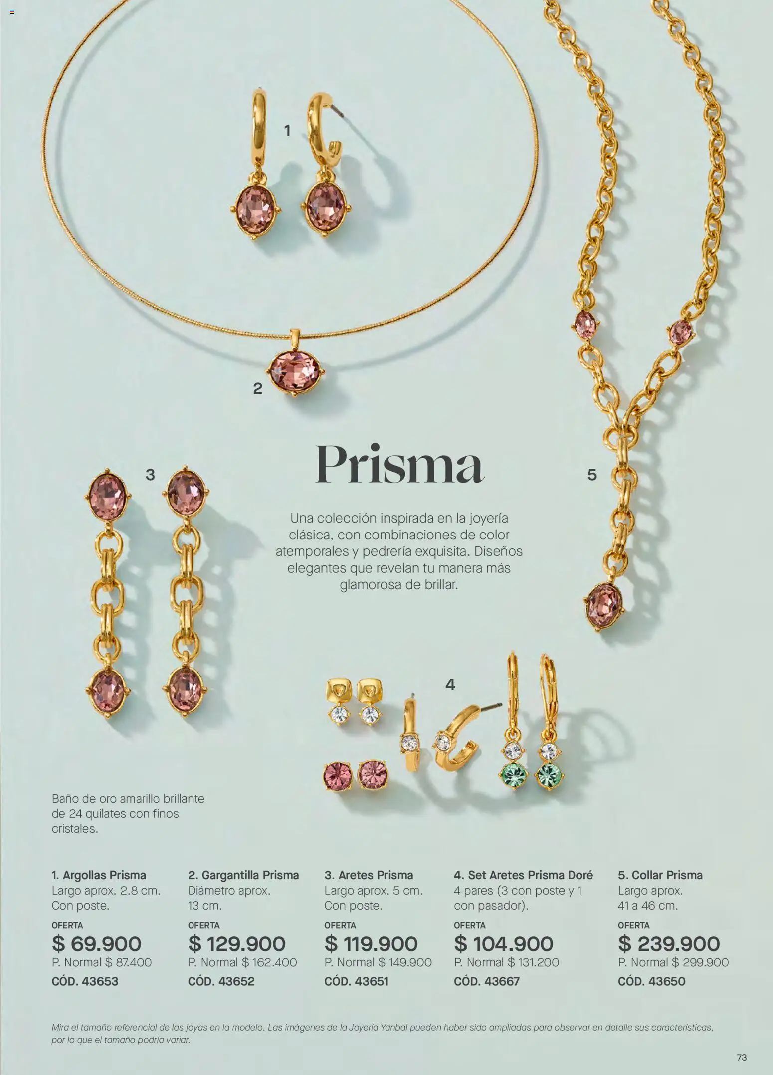 Yanbal revista - valida desde el 20/06/2026 | Página: 73 | Productos: Aretes, Gargantilla, Baño, Collar