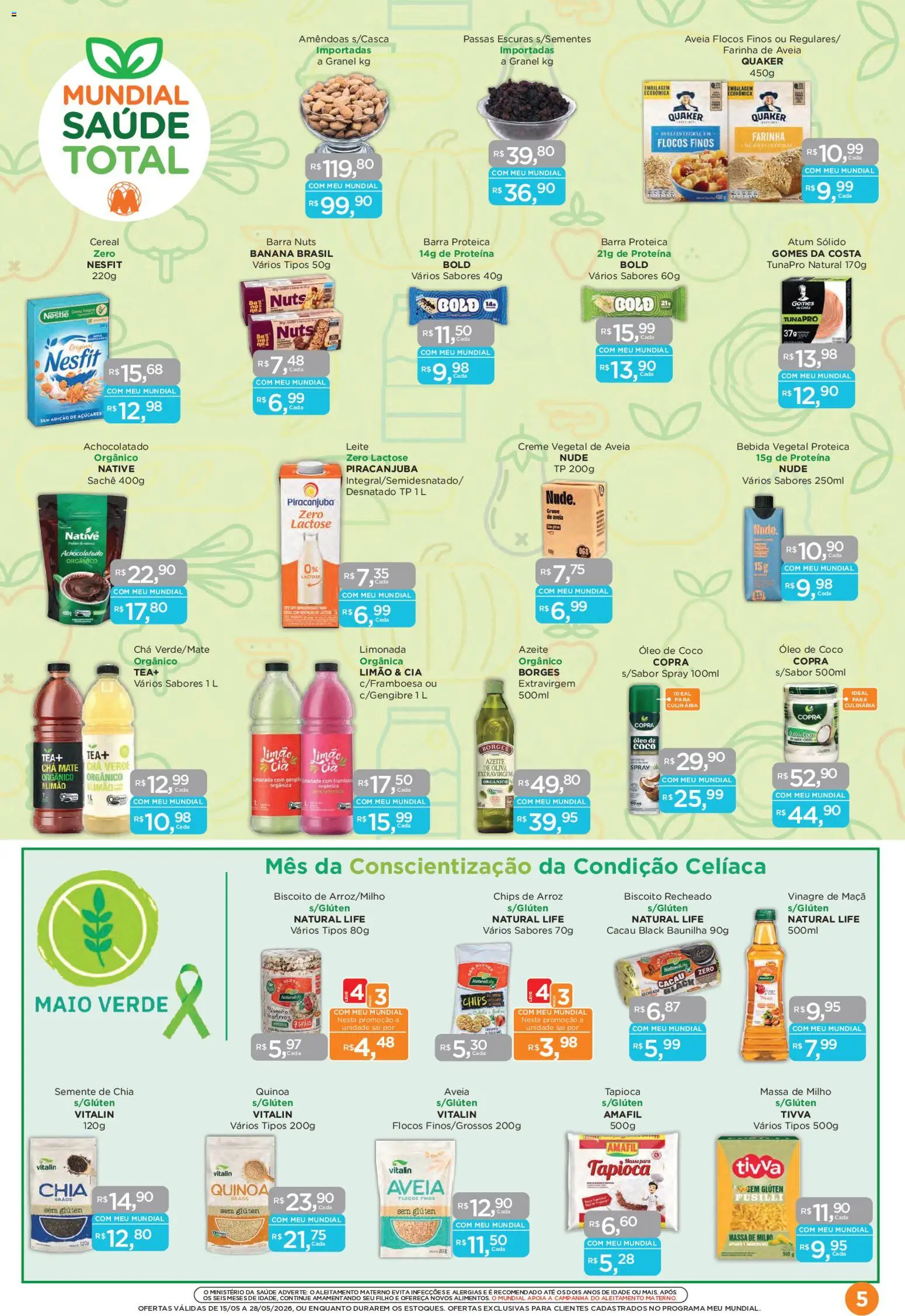 Mundial Folheto - válido de 15.05.2026 | Página: 5 | Produtos: Quinoa, Leite, Flocos, Amêndoas