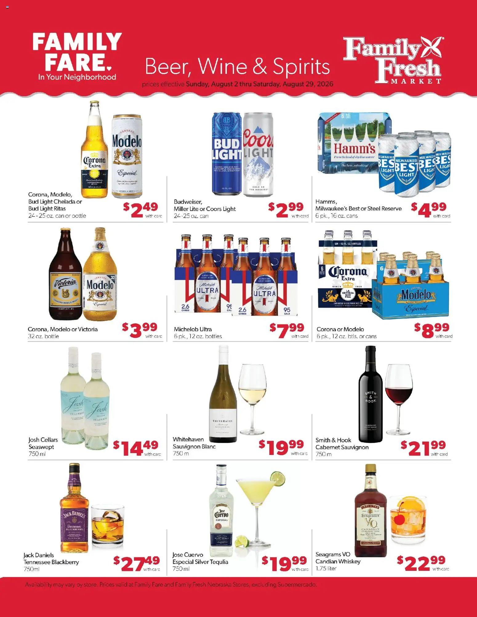 Family Fare Weekly Ad - NE - valid from 08/09/2026 | Page: 13 | Products: Hook, Wine, Beer, Whiskey