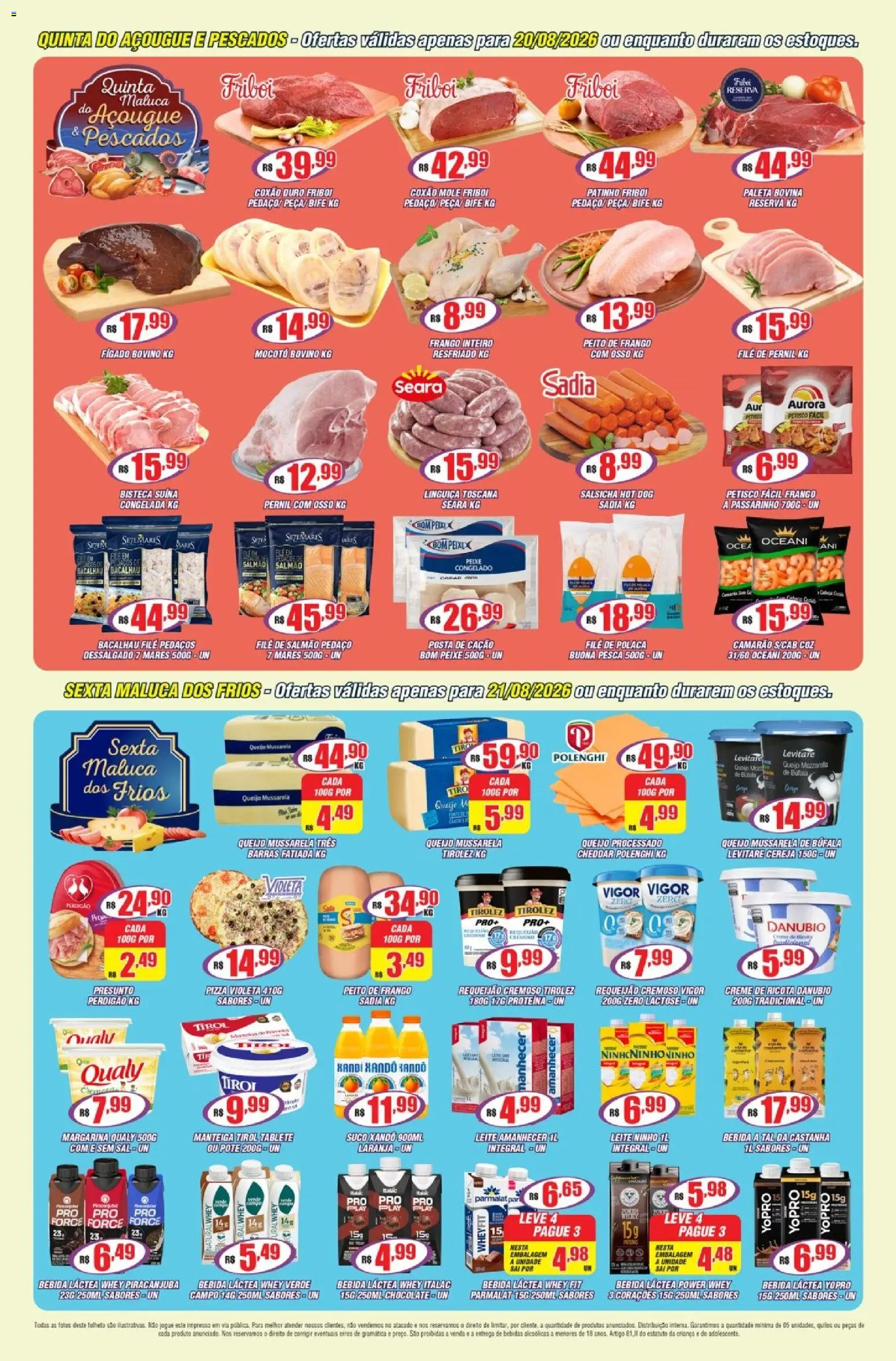 Violeta Supermercados Folheto - válido de 18/08/2026 | Página: 4 | Produtos: Linguiça, Queijo, Proteína, Peito de frango