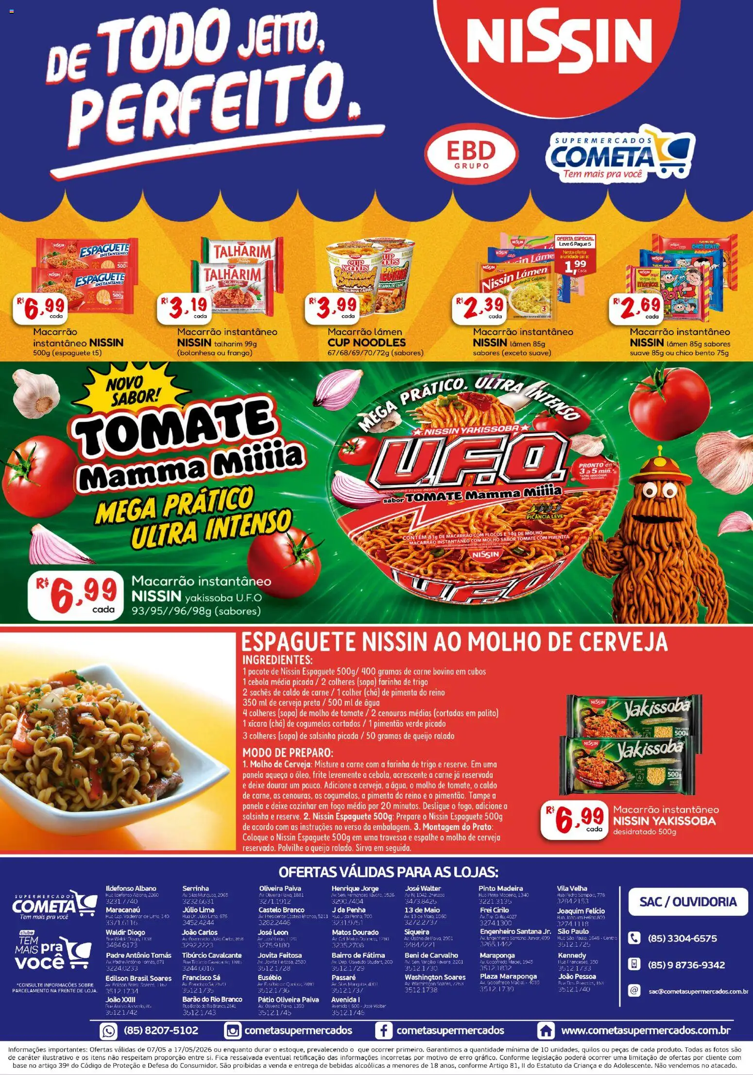 Cometa Supermercados Folheto - válido de 07.05.2026 | Página: 2 | Produtos: Farinha de trigo, Chá, Macarrão, Sal