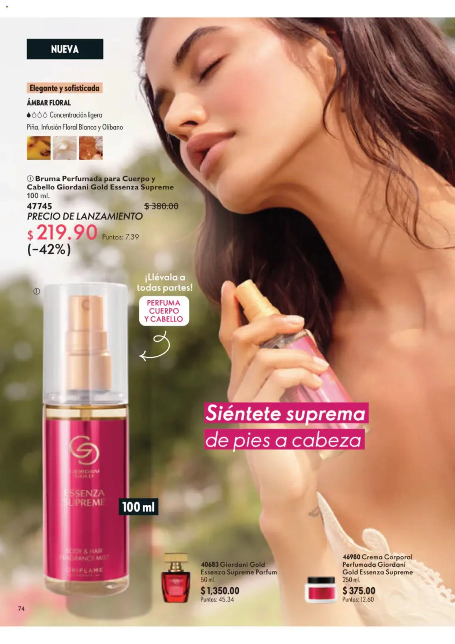 Nuevas ofertas de Oriflame válidas en toda la República Mexicana desde el 01/08/2026. ¡Encuentra las mejores ofertas en Oriflame campaña 11 2026! | Página: 74 | Productos: Crema, Bruma, Crema corporal