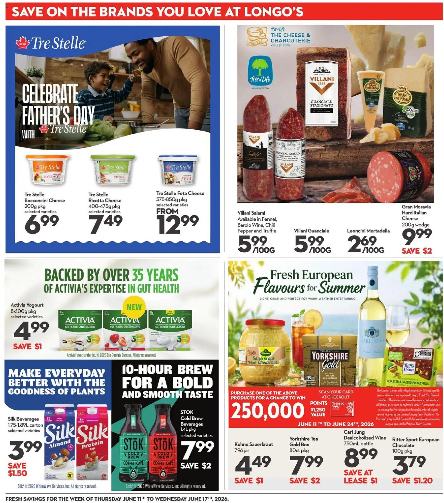 Longo's flyer valid from 11.06.2026 | Page: 19 | Products: Tea, Cheese, Salami, Wine