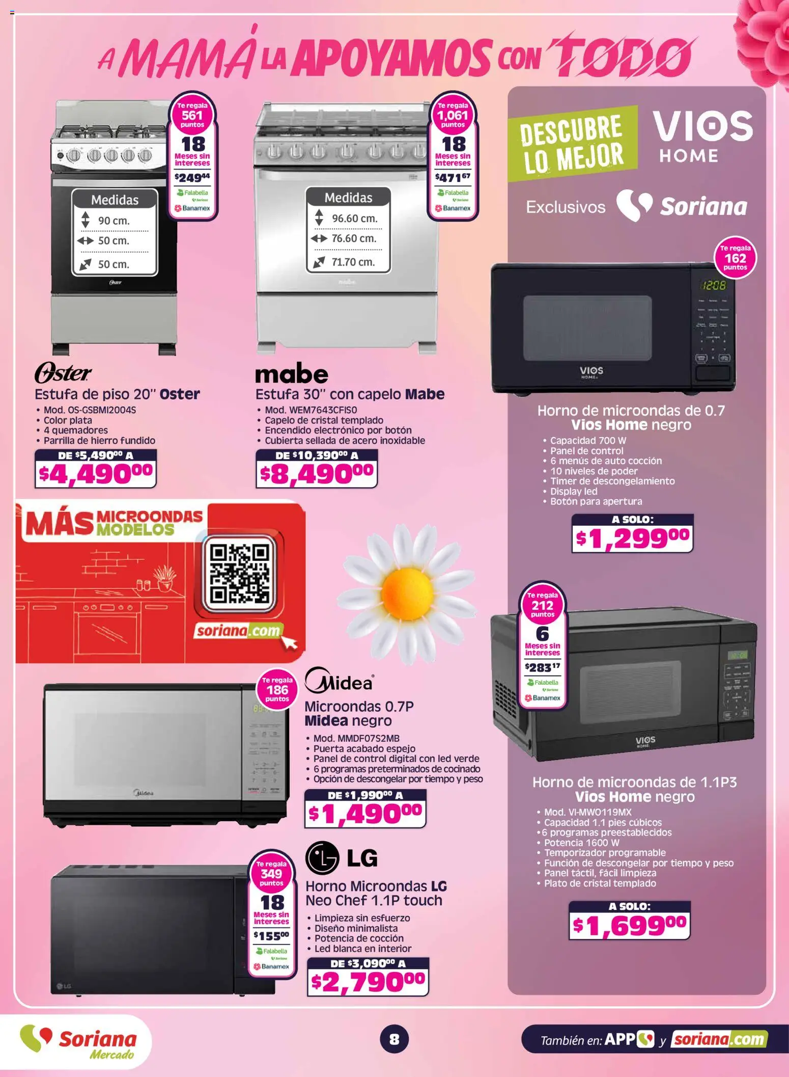 Nuevas ofertas de Soriana válidas en toda la República Mexicana desde el 30.04.2026. ¡Encuentra las mejores ofertas en Soriana A mamá la apoyamos con todo Mercado Nacional! | Página: 9 | Productos: Horno, Microondas, Parrilla, Té