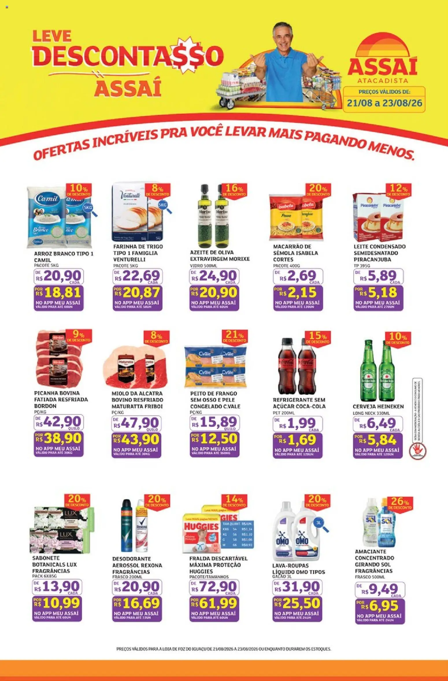 Assaí Atacadista Folheto - válido de 21/08/2026 | Página: 1 | Produtos: Alcatra, Picanha, Girando sol, Rexona
