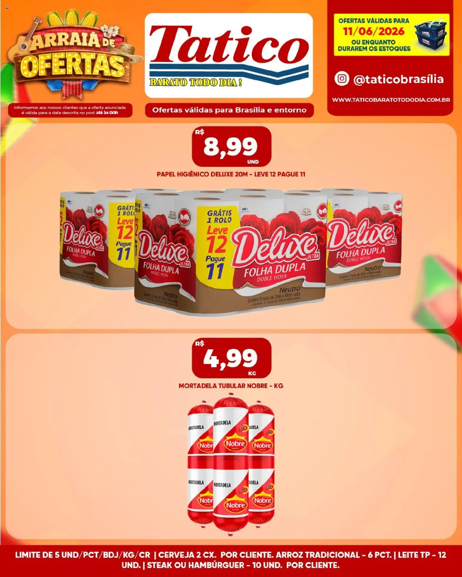 Tatico Folheto - válido de 12.06.2026 | Página: 33 | Produtos: Leite, Arroz, Hambúrguer, Papel higiênico