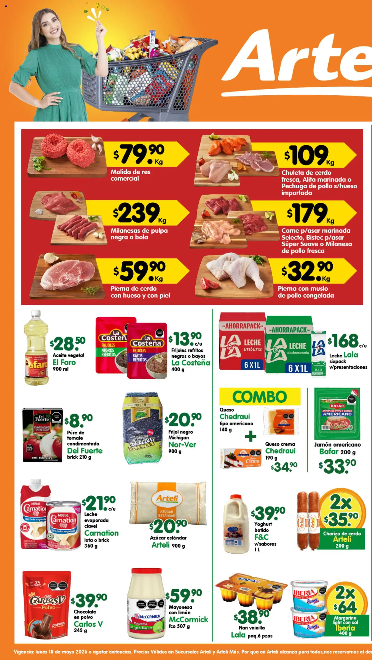 Nuevas ofertas de Arteli válidas en toda la República Mexicana desde el 18.05.2026. ¡Encuentra las mejores ofertas en Arteli folleto Valles! | Página: 1 | Productos: Sal, Limón, Cerdo, Margarina