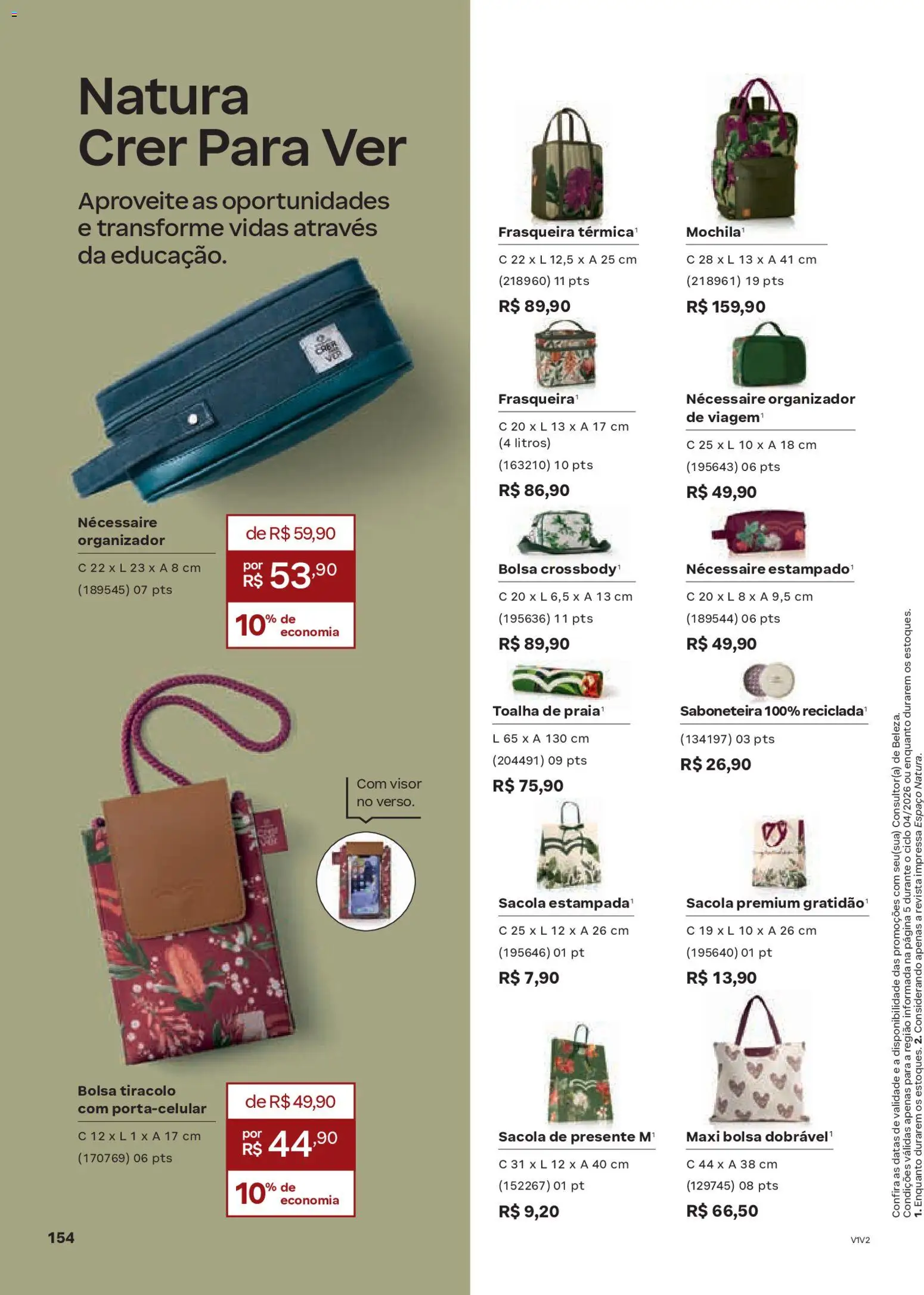 Natura Folheto - válido de 19.02.2026 | Página: 154 | Produtos: Organizador, Necessaire, Revista, Bolsa