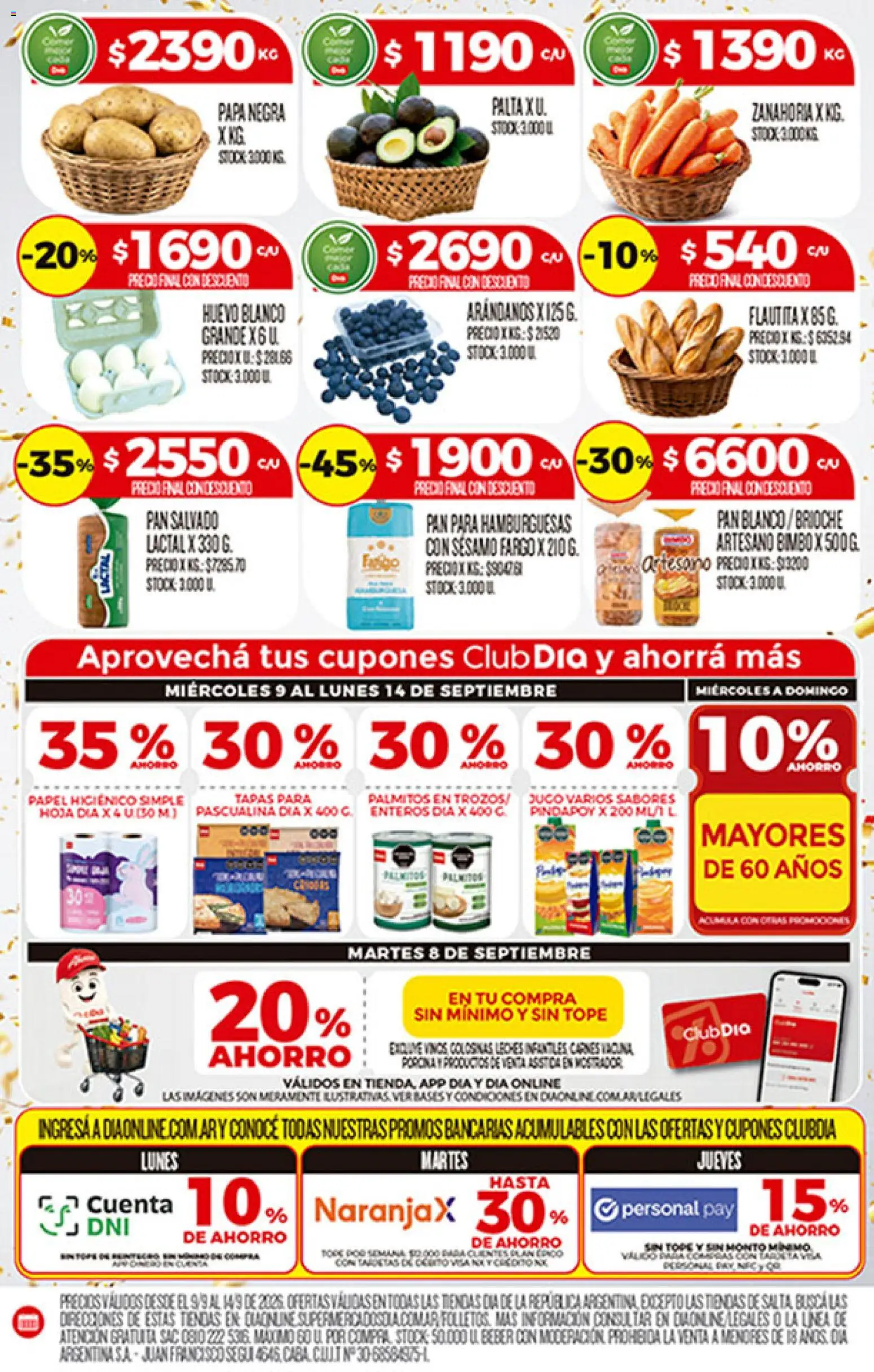 Supermercado DIA Ofertas │ válido desde el 09/09/2026 | Página: 4 | Productos: Huevo, Palmitos, Jugo, Golosinas