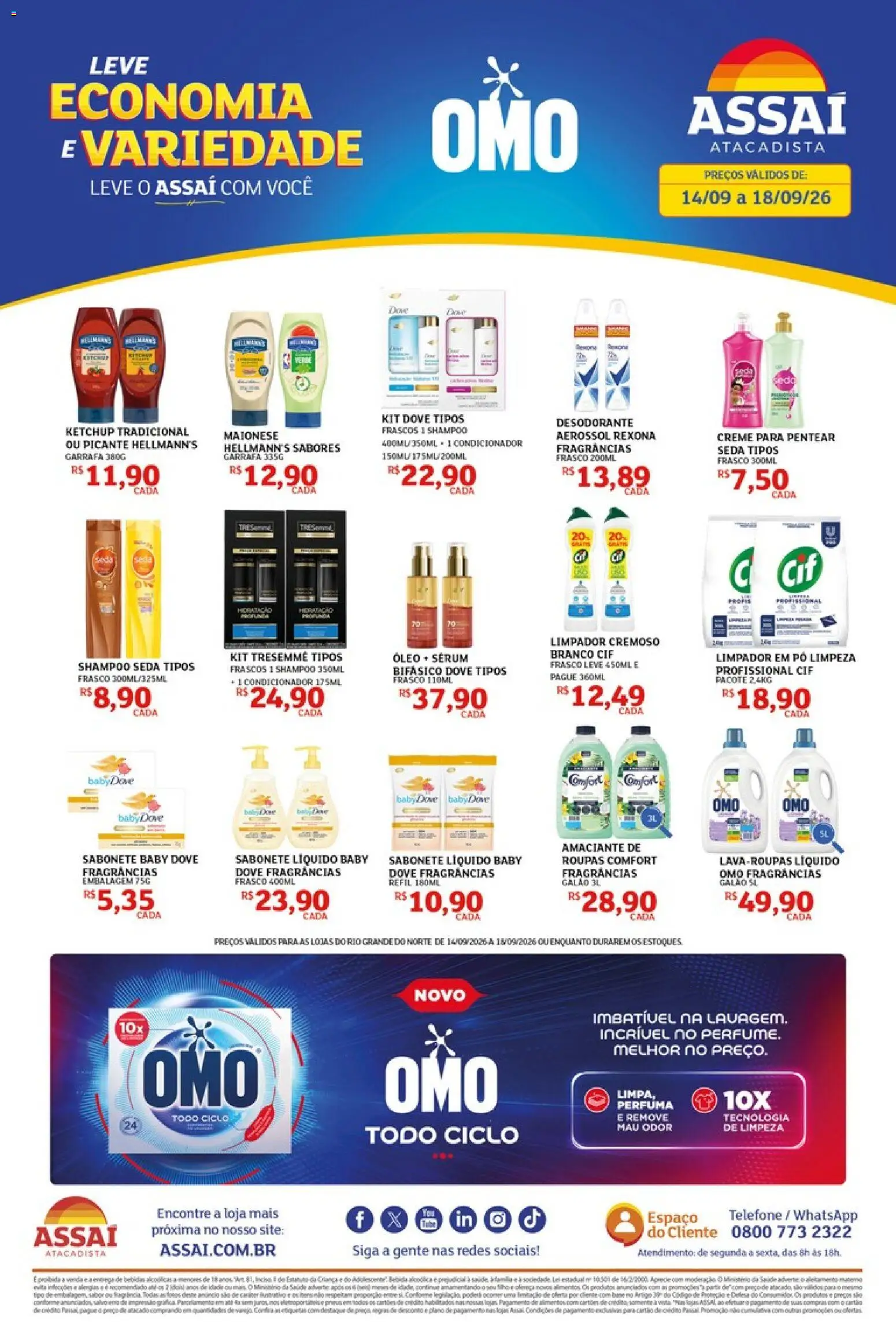 Assaí Atacadista Folheto - válido de 14/09/2026 | Página: 1 | Produtos: Sérum, Telefone, Amaciante, Sabonete líquido