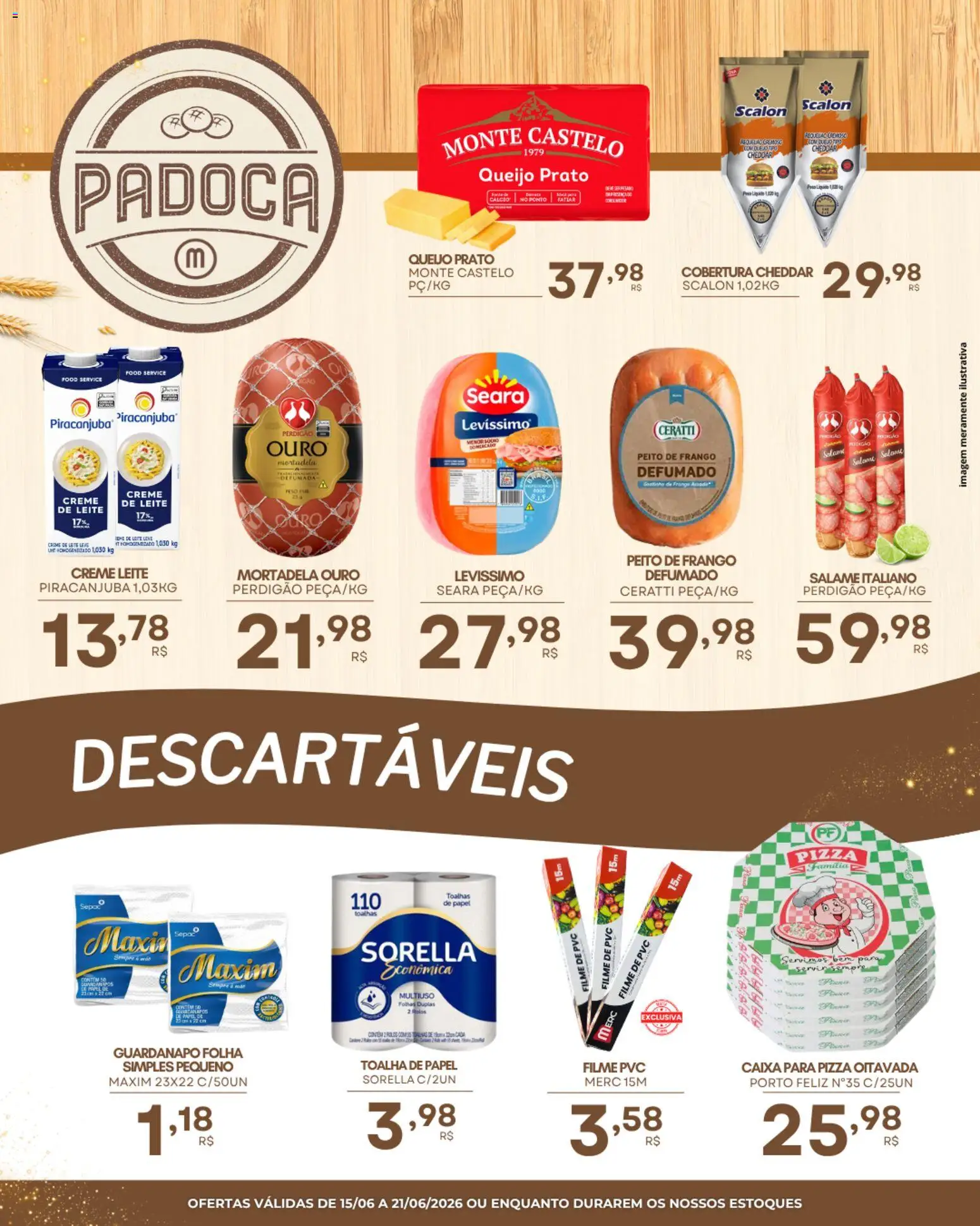 Mercadão Atacadista Folheto - válido de 15.06.2026 | Página: 3 | Produtos: Queijo, Salame, Pizza, Mortadela