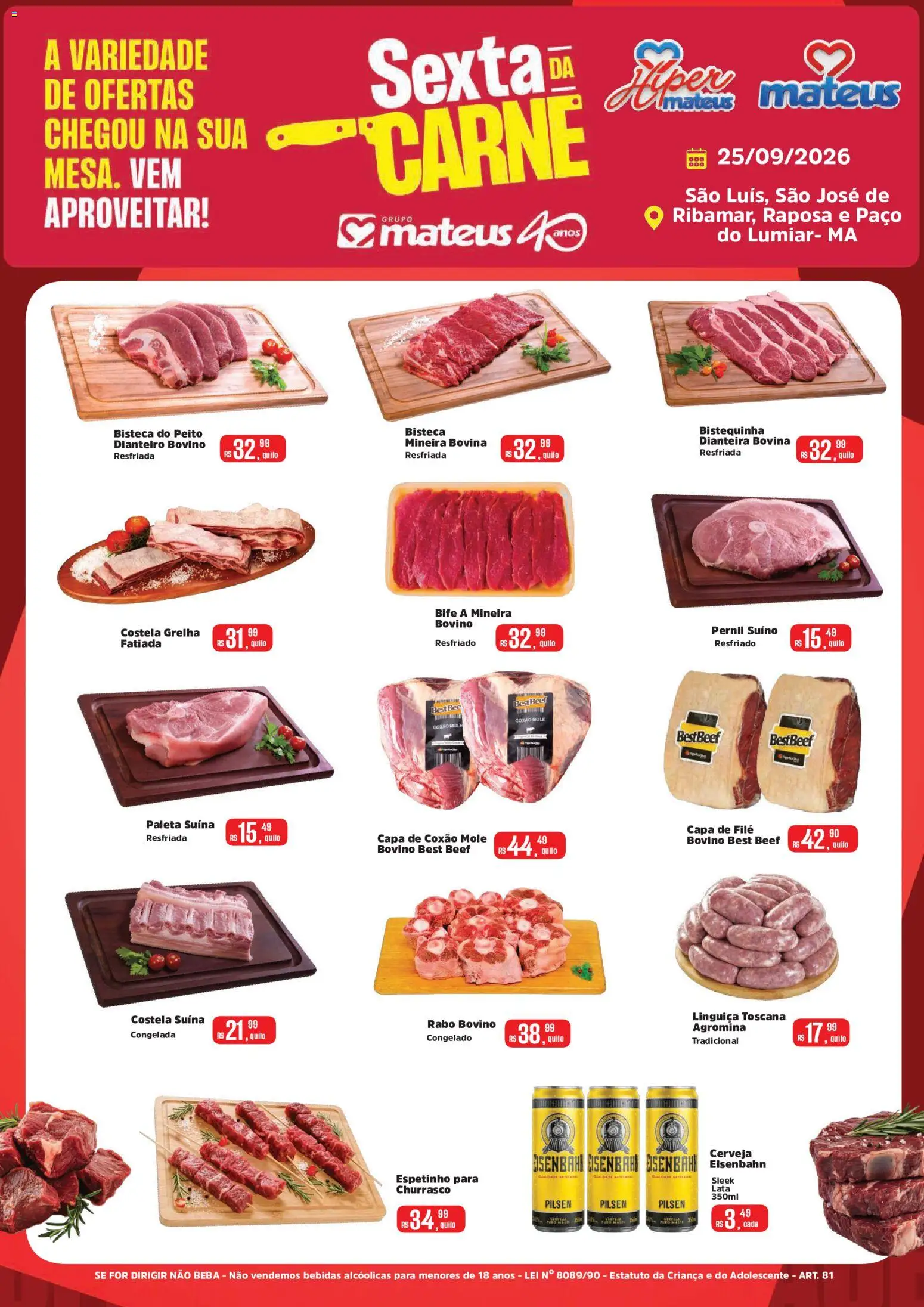 Mateus Folheto - válido de 25/09/2026 | Página: 1 | Produtos: Coxão mole, Bebidas, Pernil, Paleta suína