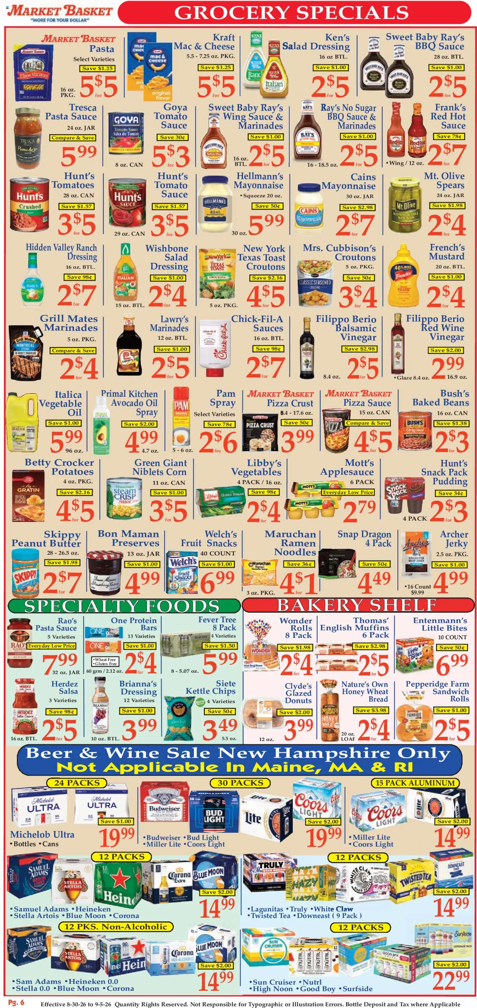 Market Basket Ad - valid from 08/30/2026 | Page: 6 | Products: Honey, Tea, Sauce, Peanut butter
