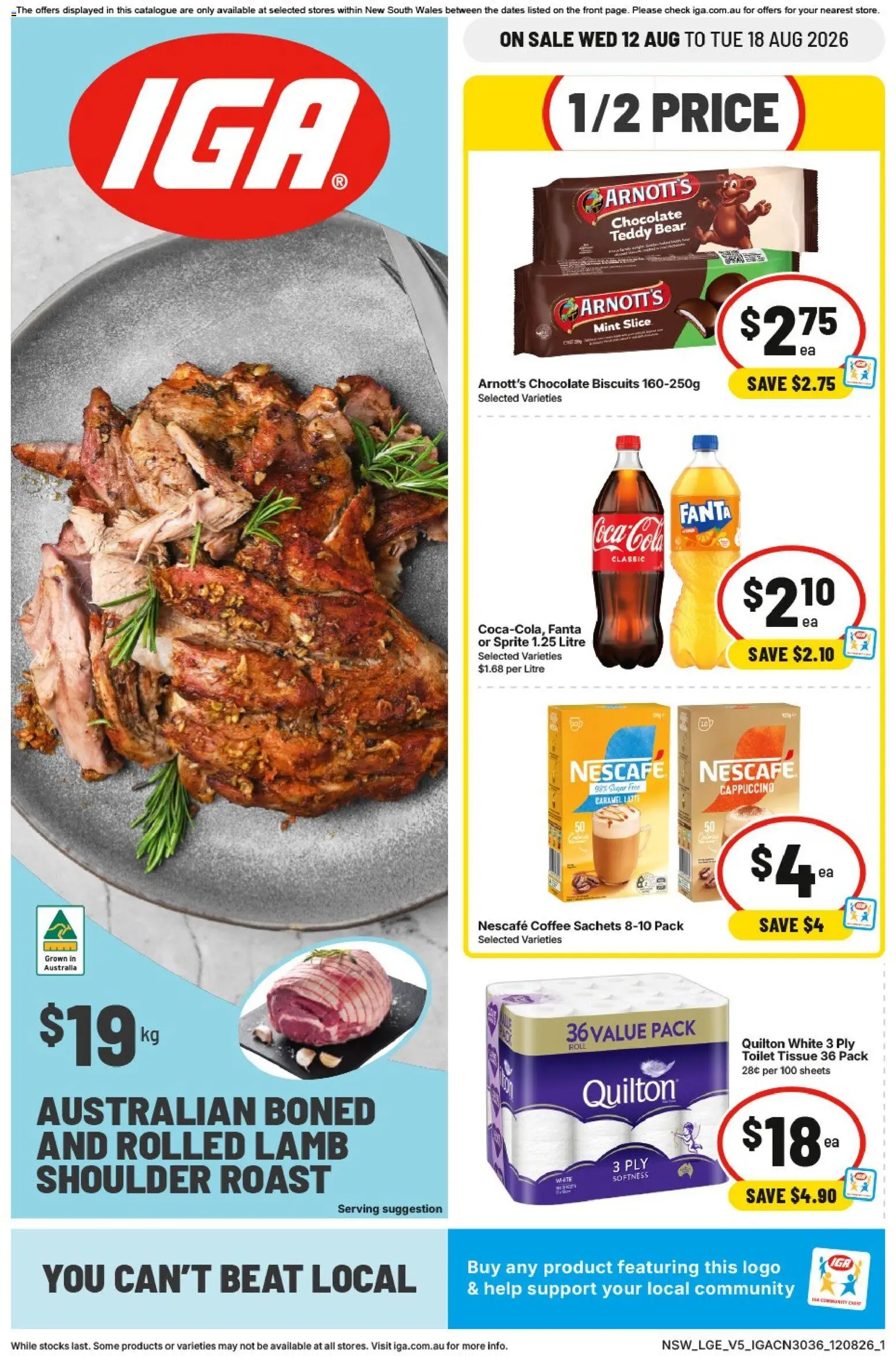 IGA catalogue - valid from 12/08/2026 | Page: 1 | Products: Toilet, Cappuccino, Nescafe, Sprite