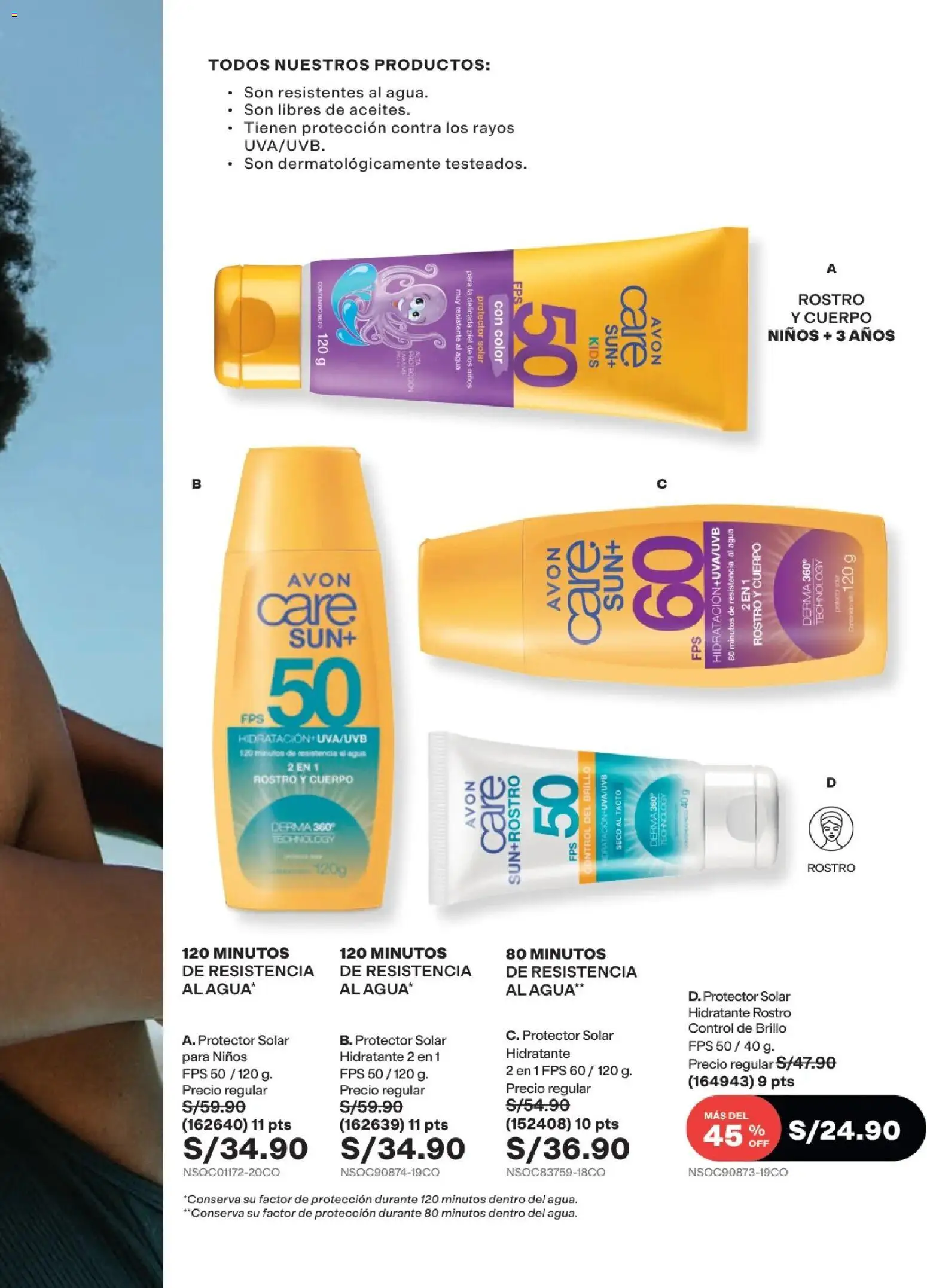 Catálogo Avon válido desde 22/07/2026 | Página: 146 | Productos: Protector solar, Agua