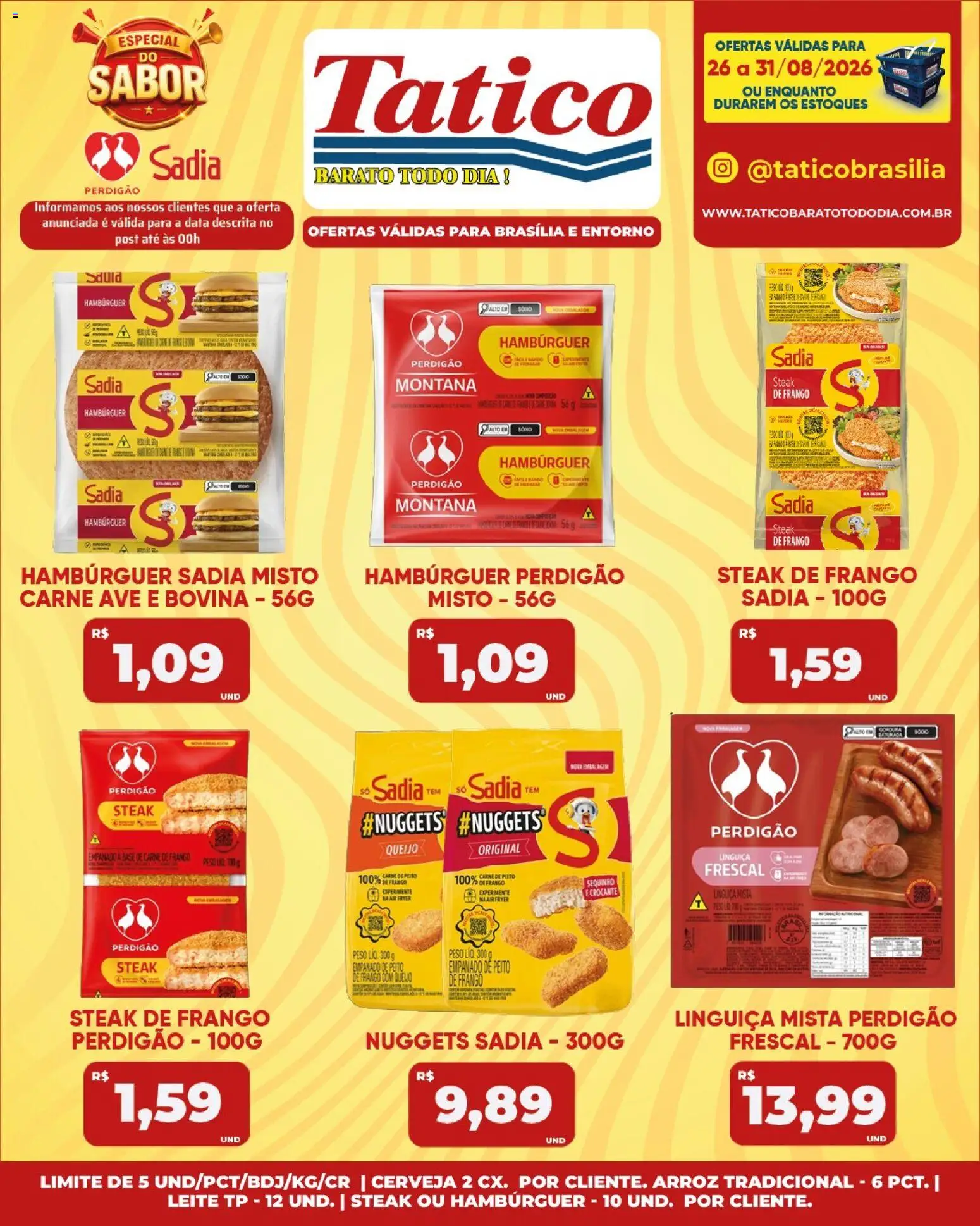 Tatico Folheto - válido de 26/08/2026 | Página: 21 | Produtos: Steak, Cerveja, Arroz, Frango