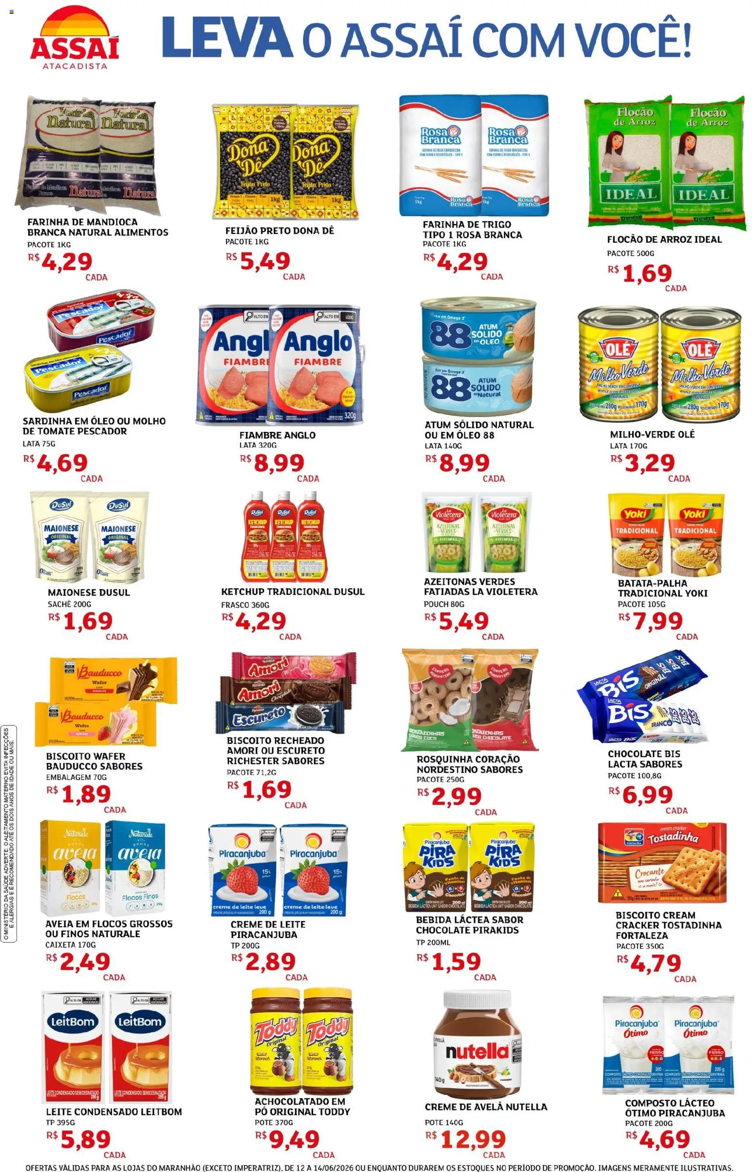 Assaí Atacadista Folheto - válido de 12.06.2026 | Página: 2 | Produtos: Chocolate, Cream cracker, Atum, Creme de avelã
