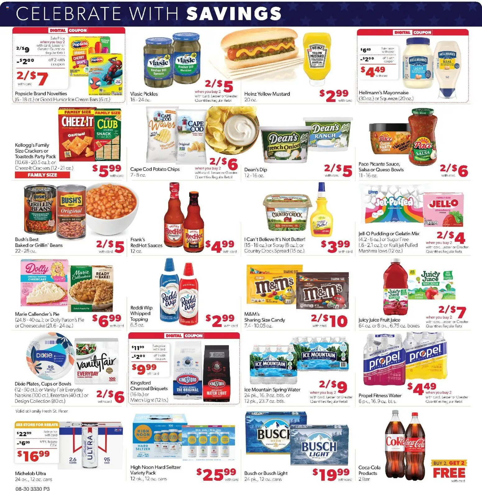 Family Fare Weekly Ad - MN - valid from 08/30/2026 | Page: 3 | Products: Potato chips, Fruit, Pickles, Apple Pie