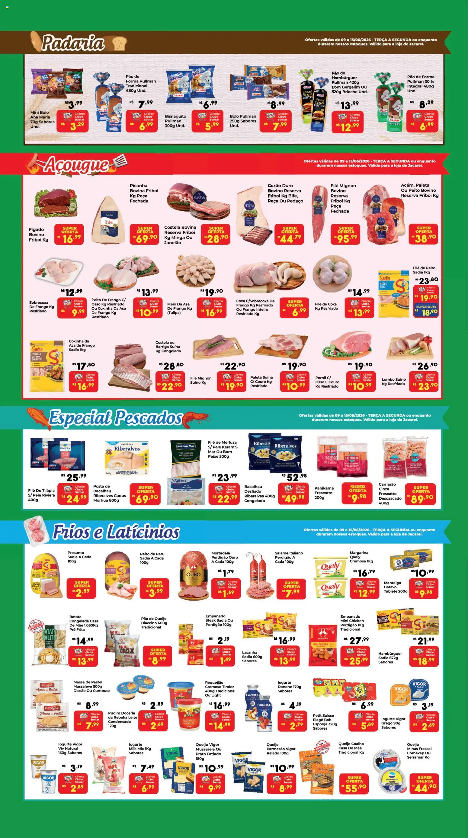 Semar Supermercado Folheto - válido de 09.06.2026 | Página: 3 | Produtos: Pernil, Parmesão, Massa, Mussarela