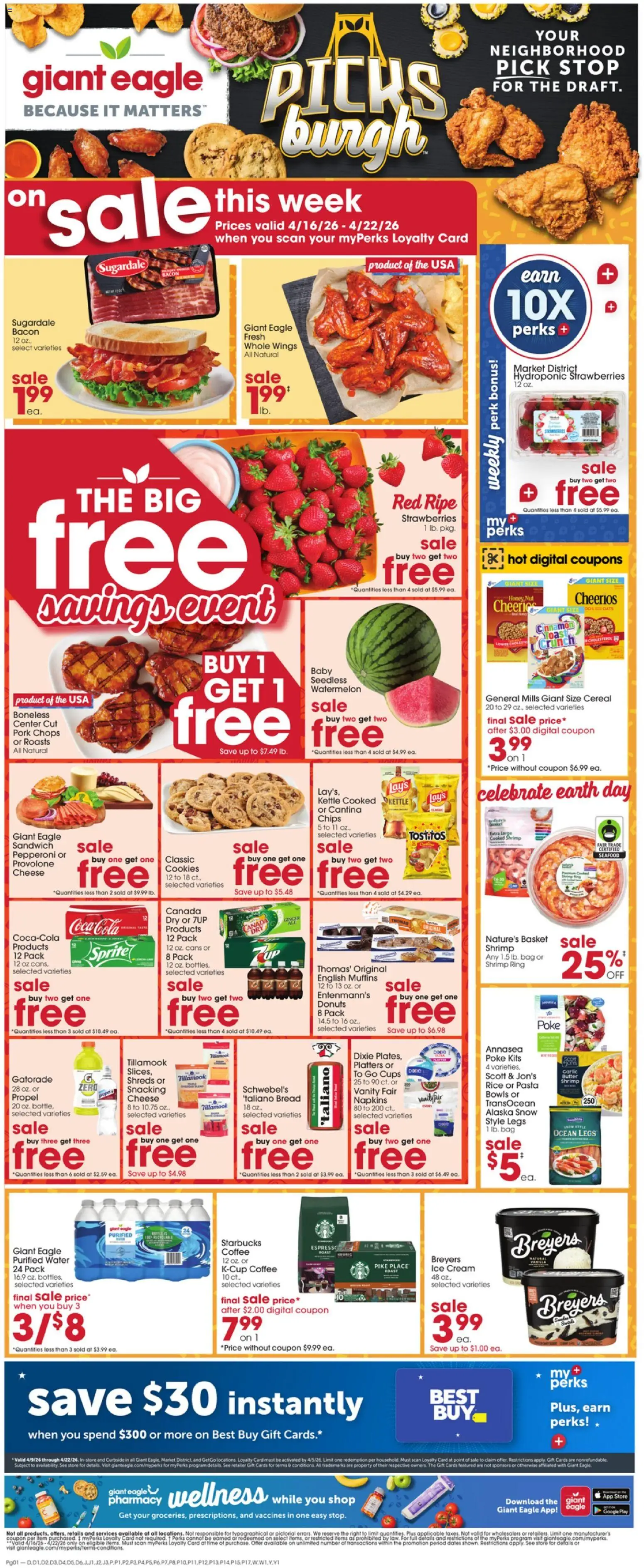 Giant Eagle Weekly Ad - valid from 16.04.2026 | Page: 1 | Products: Ring, Cheese, Cream, Garlic