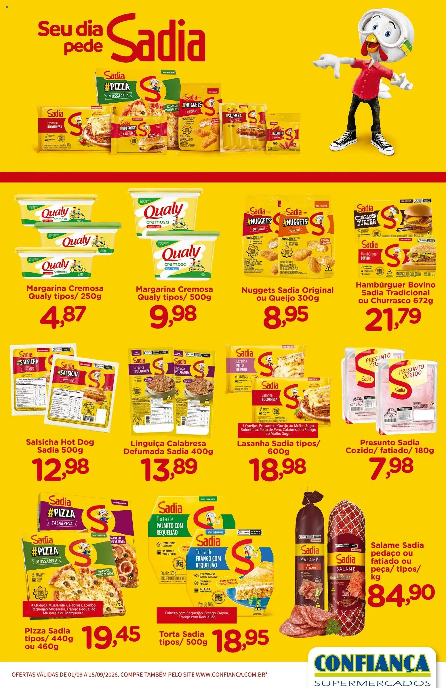 Confiança Folheto - válido de 01/09/2026 | Página: 1 | Produtos: Palmito, Salame, Massa, Frango