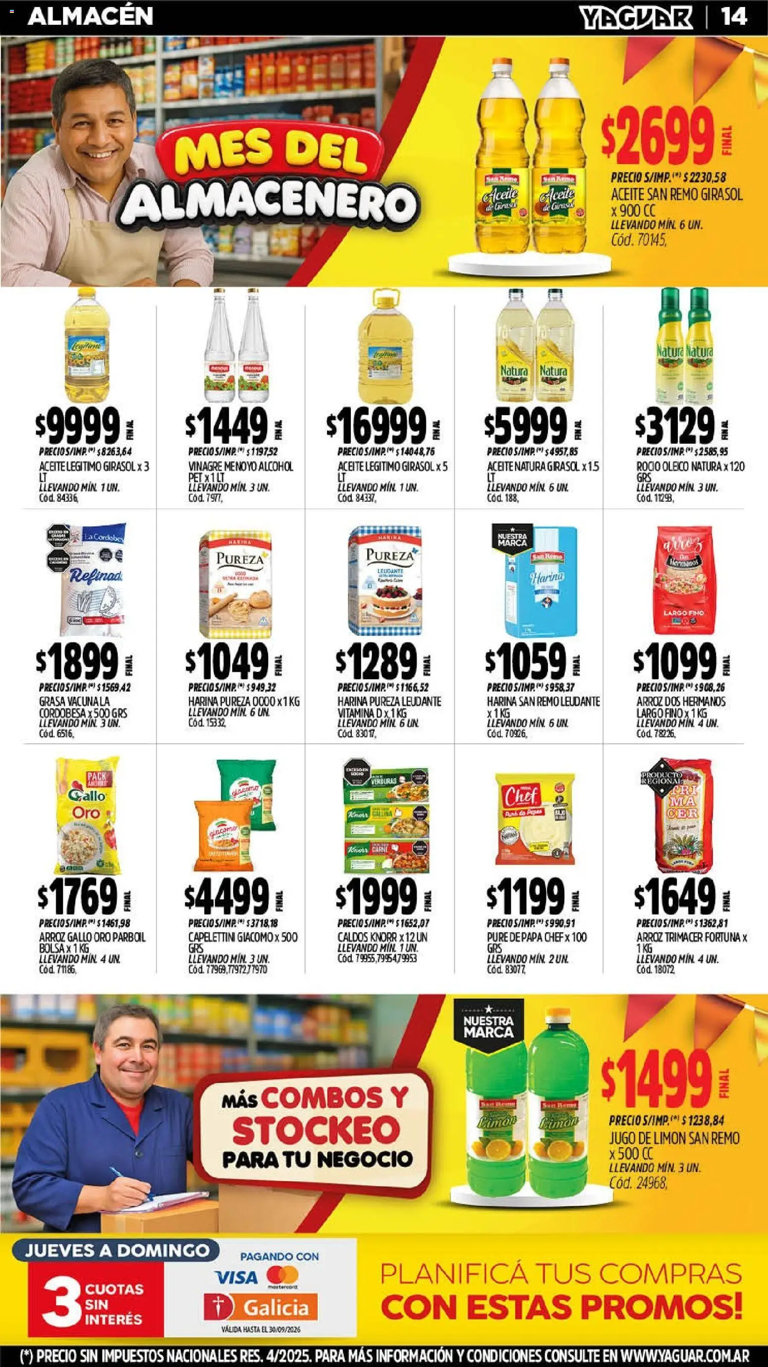 Yaguar - Oferta Semanal Santa Fé │ válido desde el 14/09/2026 | Página: 15 | Productos: Bolsa, Harina, Jugo, Puré