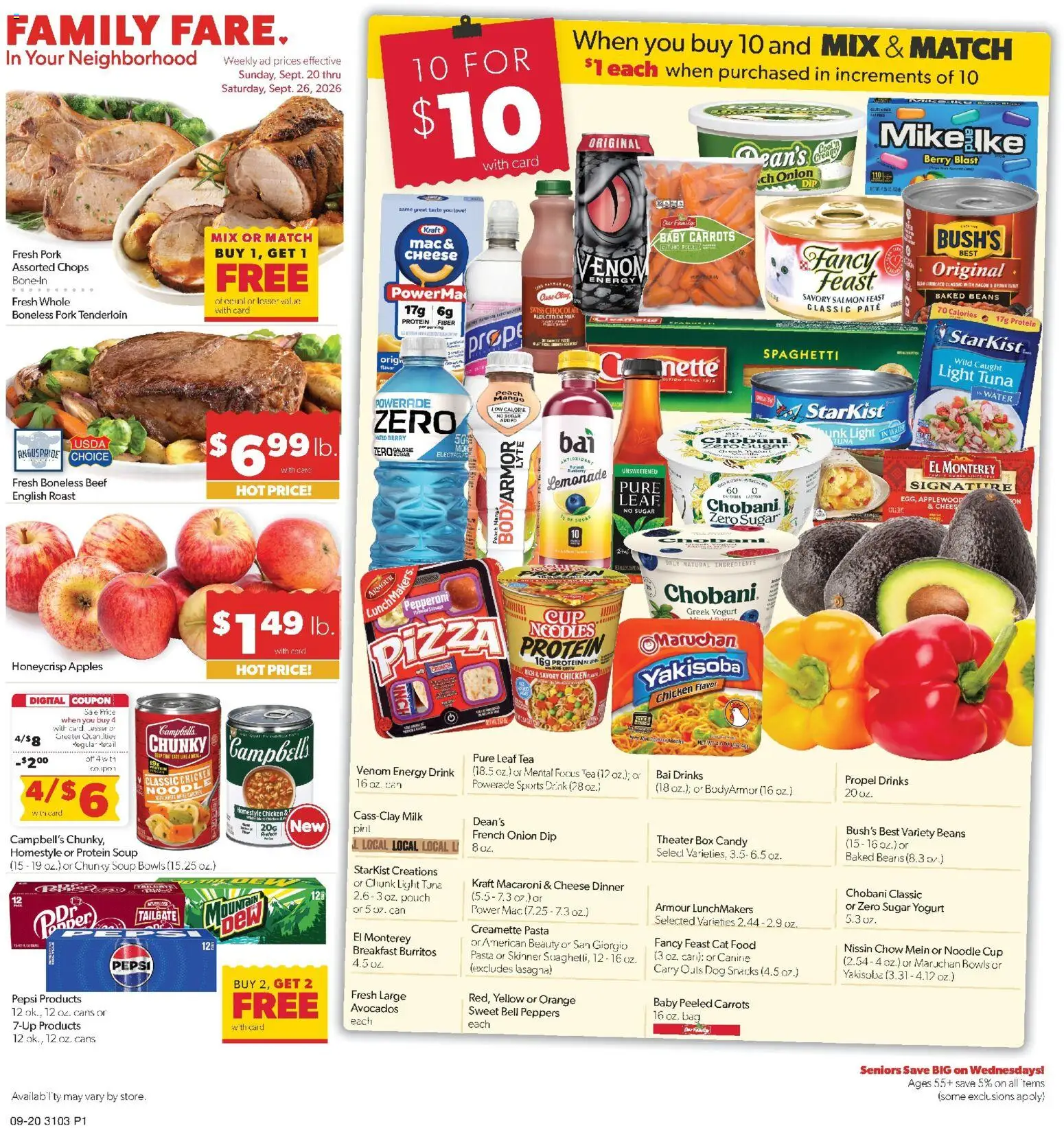 Family Fare Weekly Ad - ND - valid from 09/20/2026 | Page: 1 | Products: Water, Sports drink, Bag, Carrots