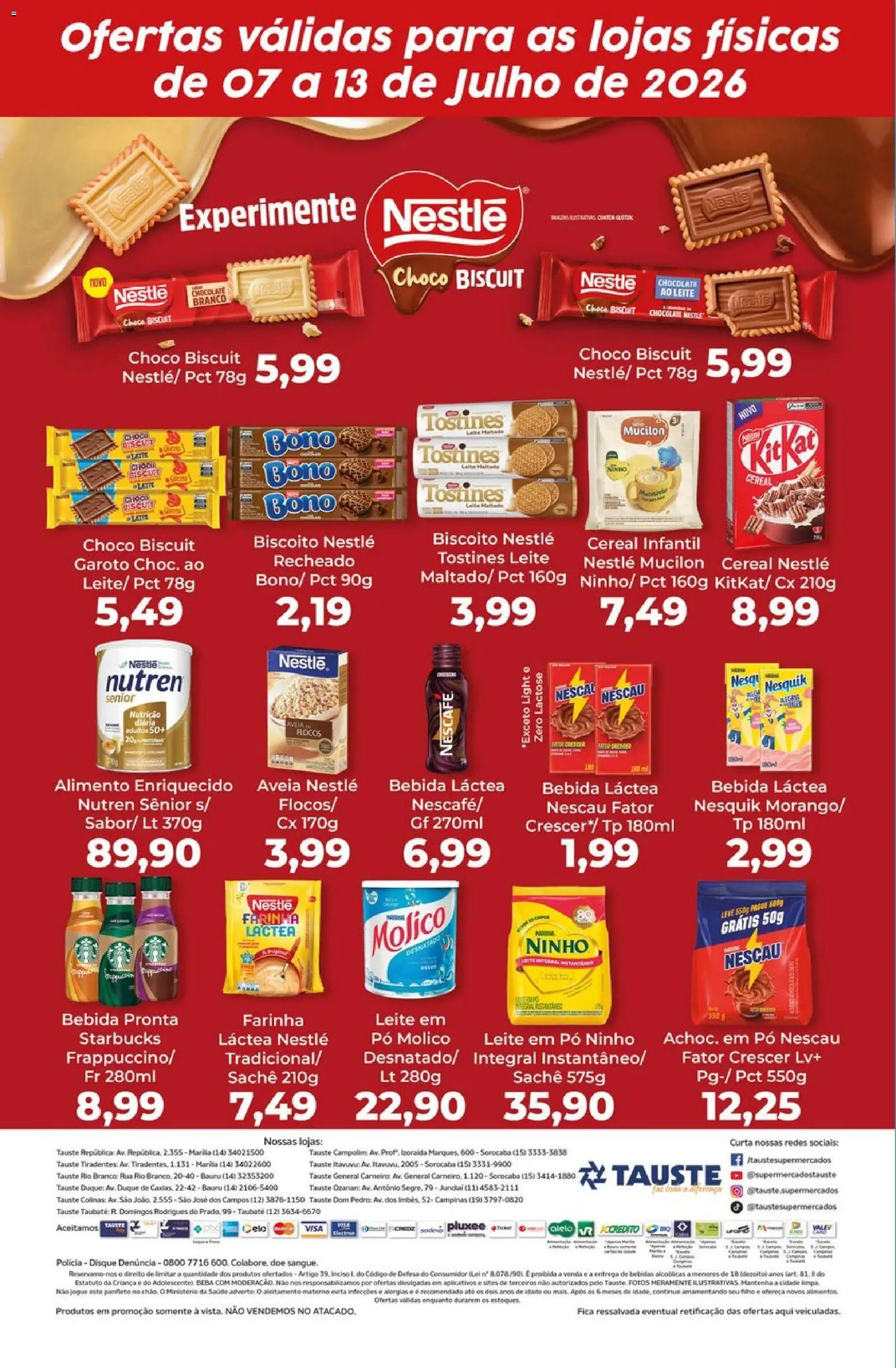 Tauste Folheto - válido de 07/07/2026 | Página: 2 | Produtos: Pó, Flocos, Bebida, Leite em pó